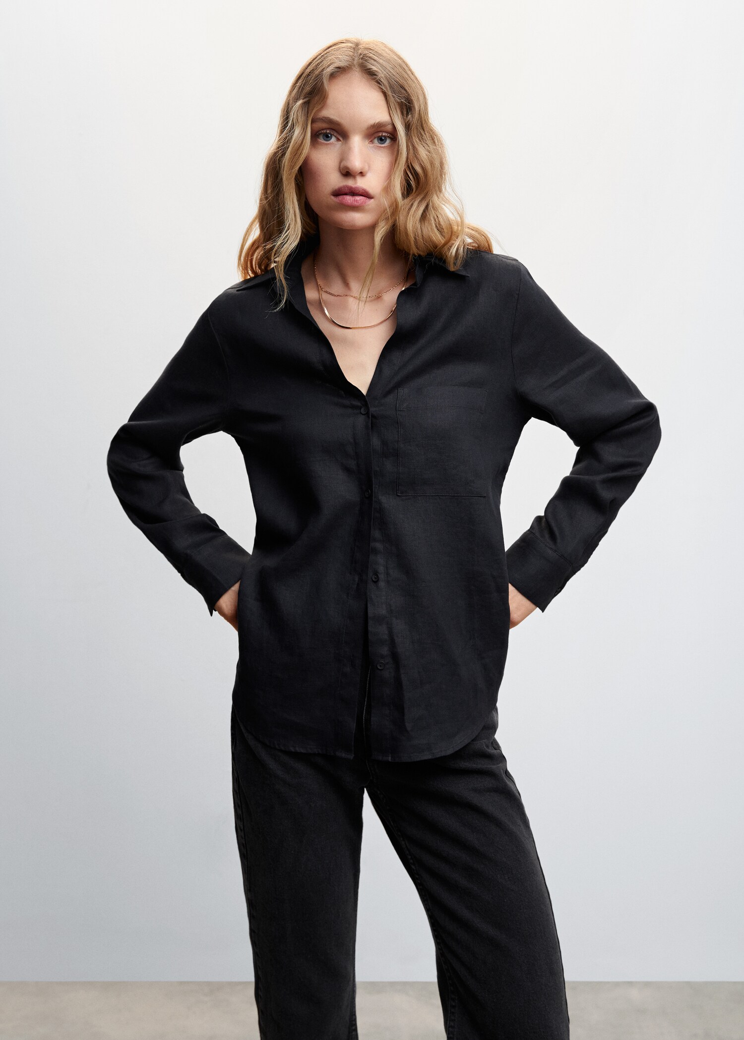 Pocket linen shirt - Medium plane