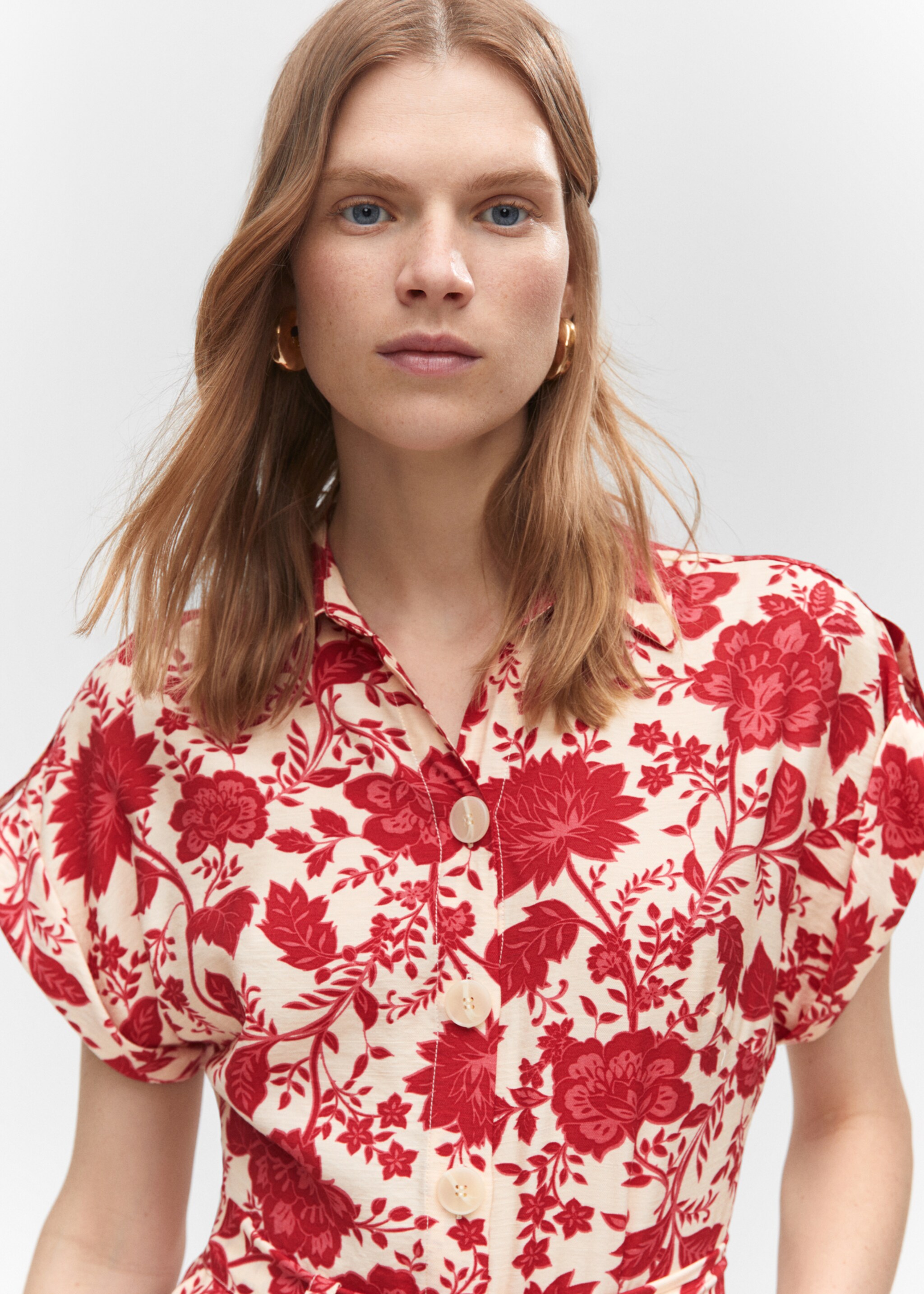 Long printed jumpsuit - Details of the article 1, Ecru. Ref: 47047116-00.