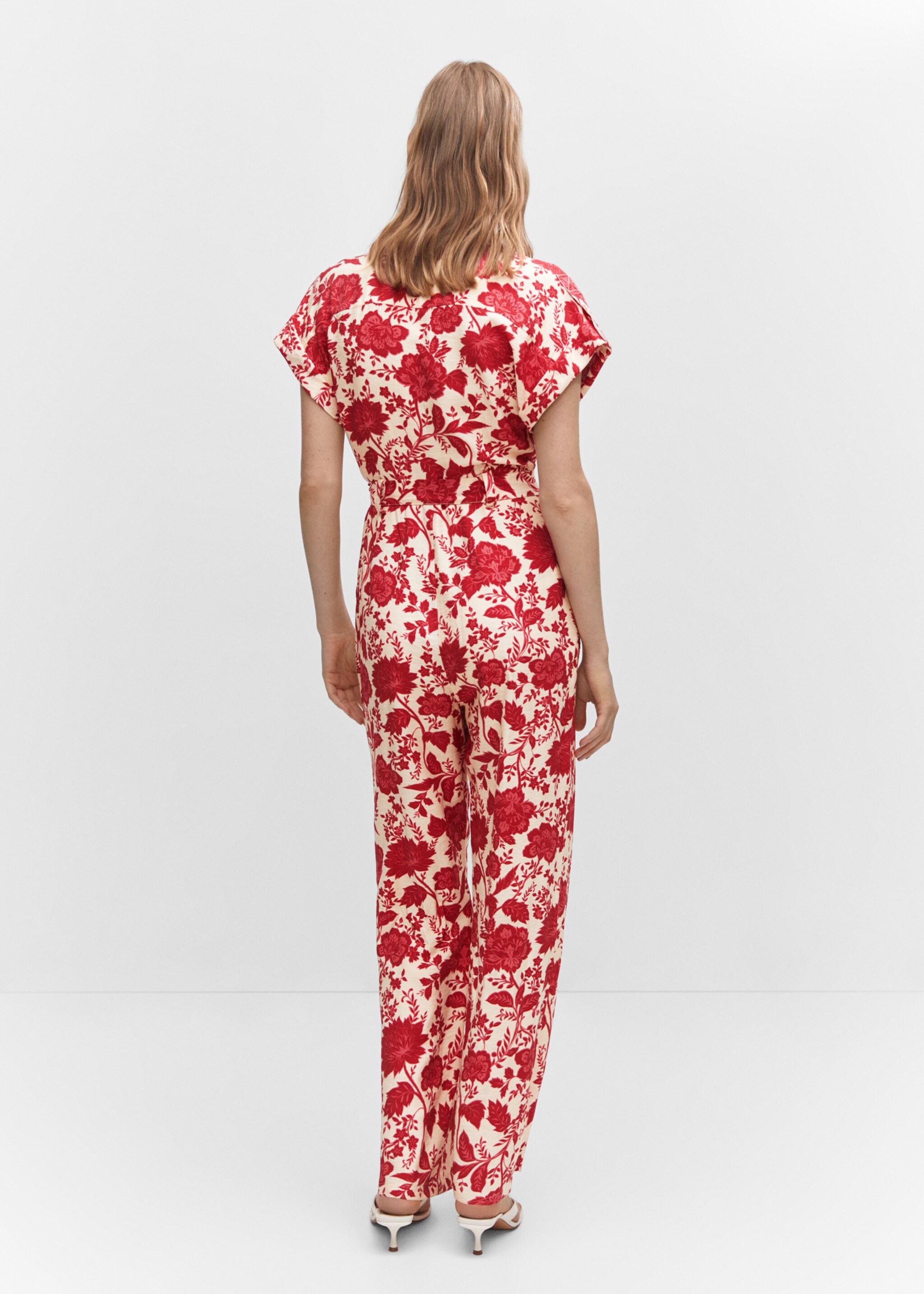 Long printed jumpsuit - Reverse of the article, Ecru. Ref: 47047116-00.