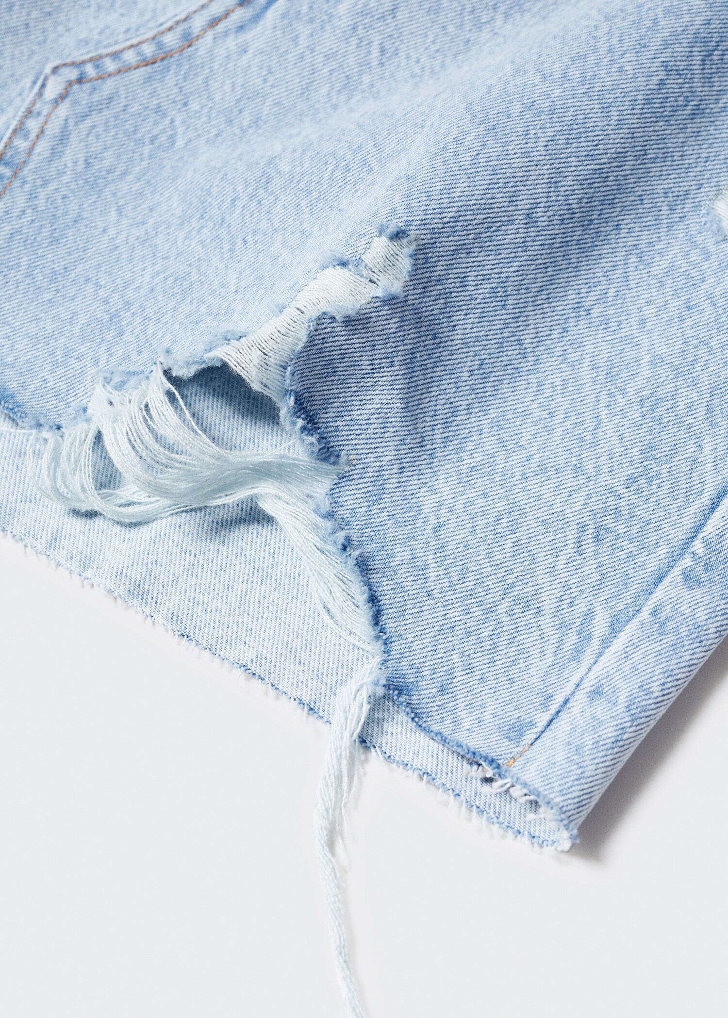 Φούστα μίνι denim ξεφτισμένο στρίφωμα - Λεπτομέρεια του προϊόντος 8