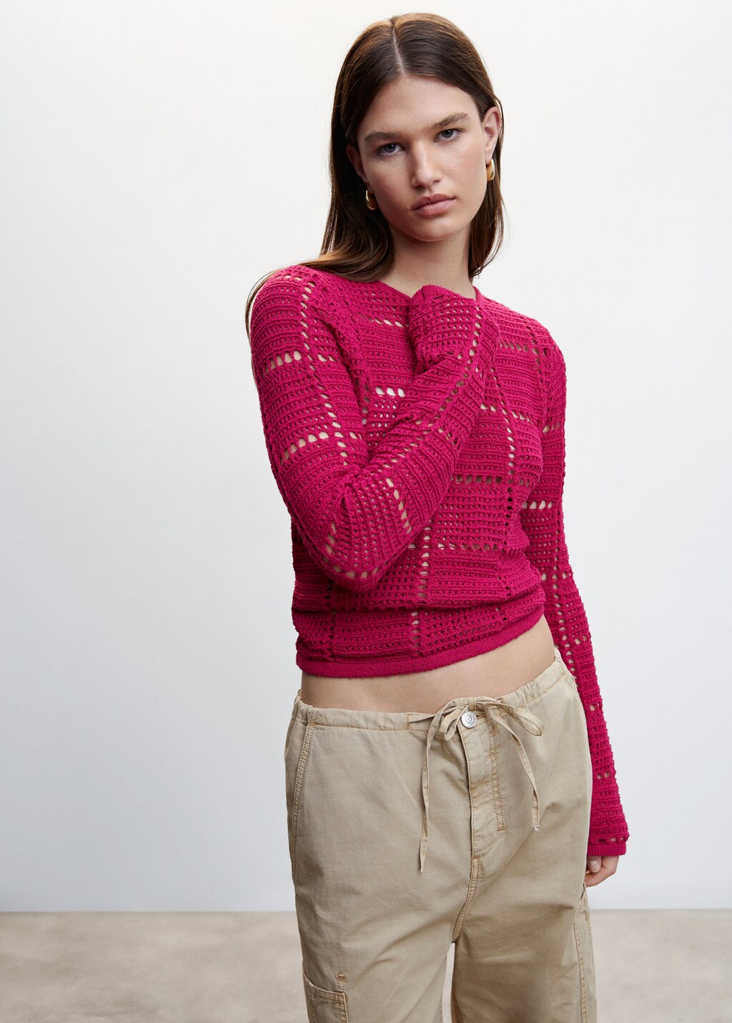Openwork knit sweater Women MANGO Azerbaijan
