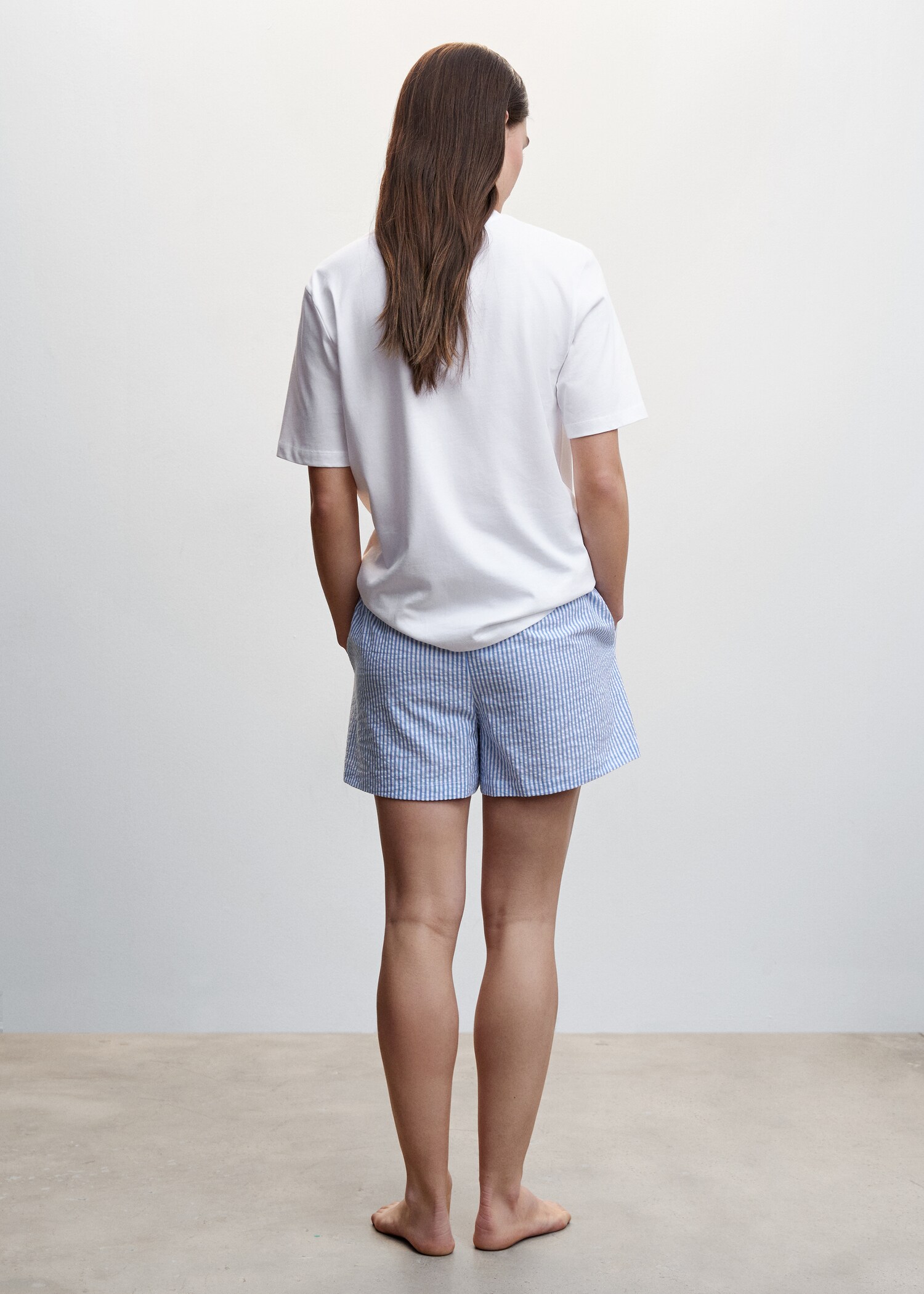 Striped cotton short pajamas - Reverse of the article