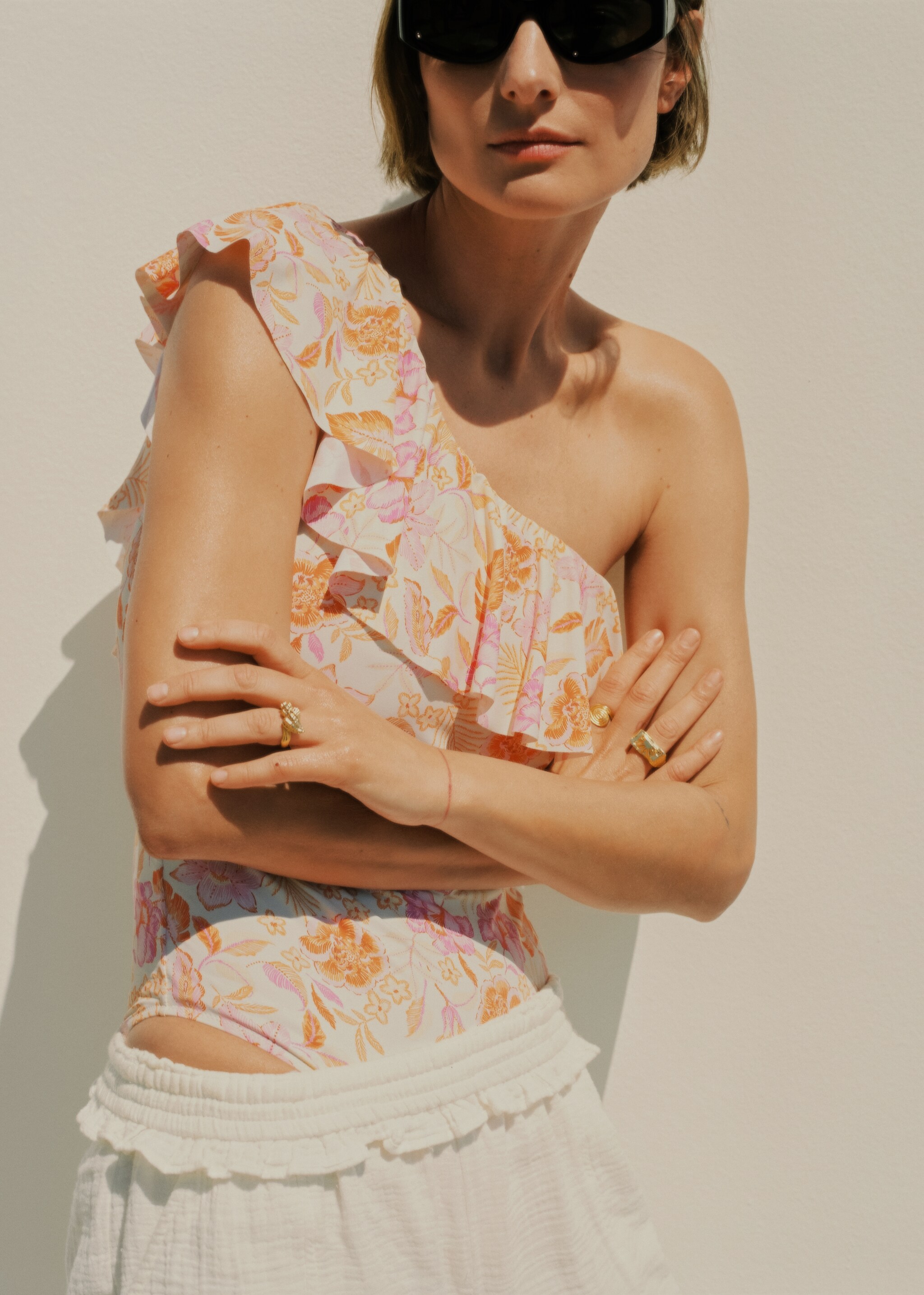 Ruffled floral print swimsuit - Details of the article 7