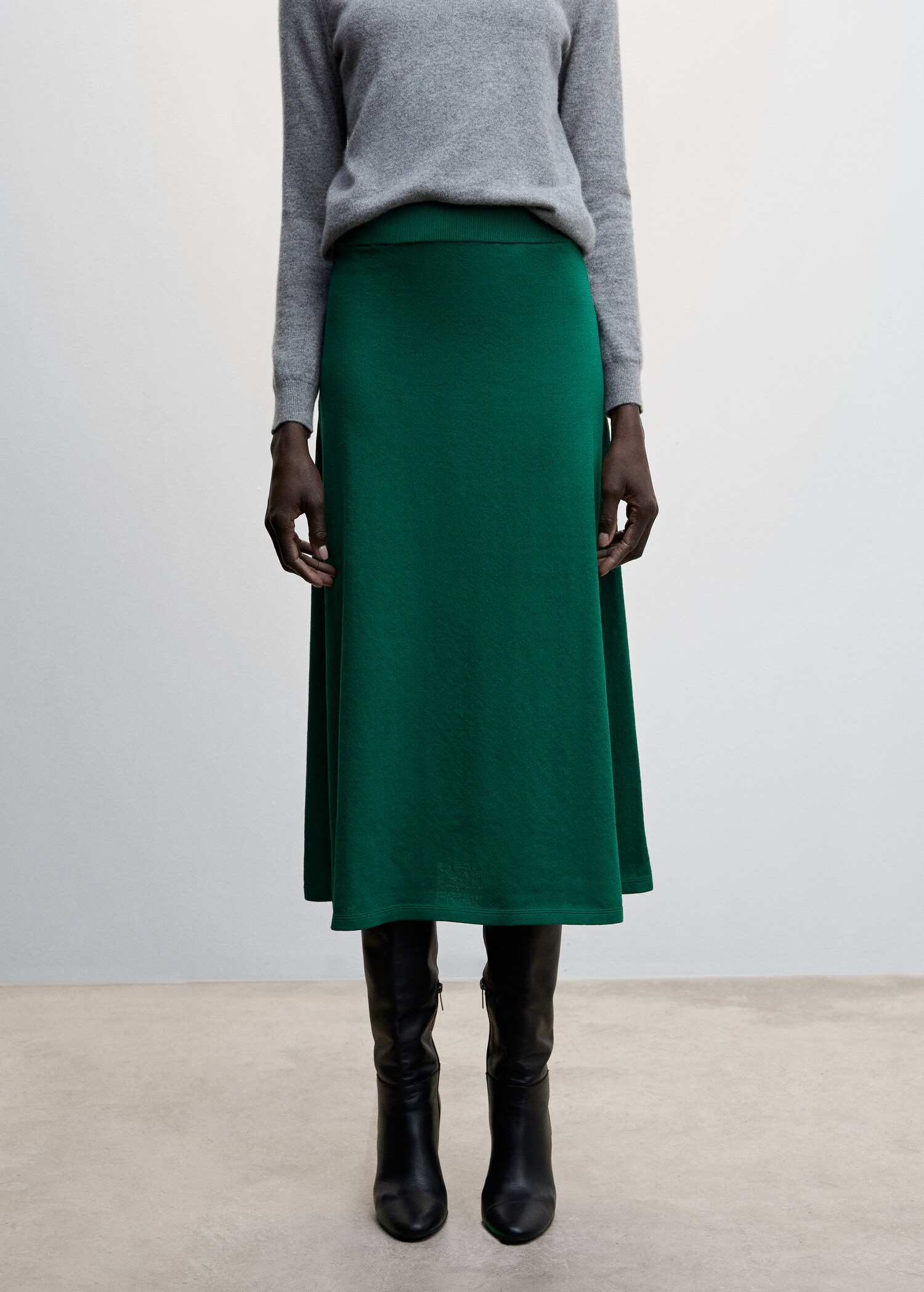 Ribbed midi skirt - Medium plane