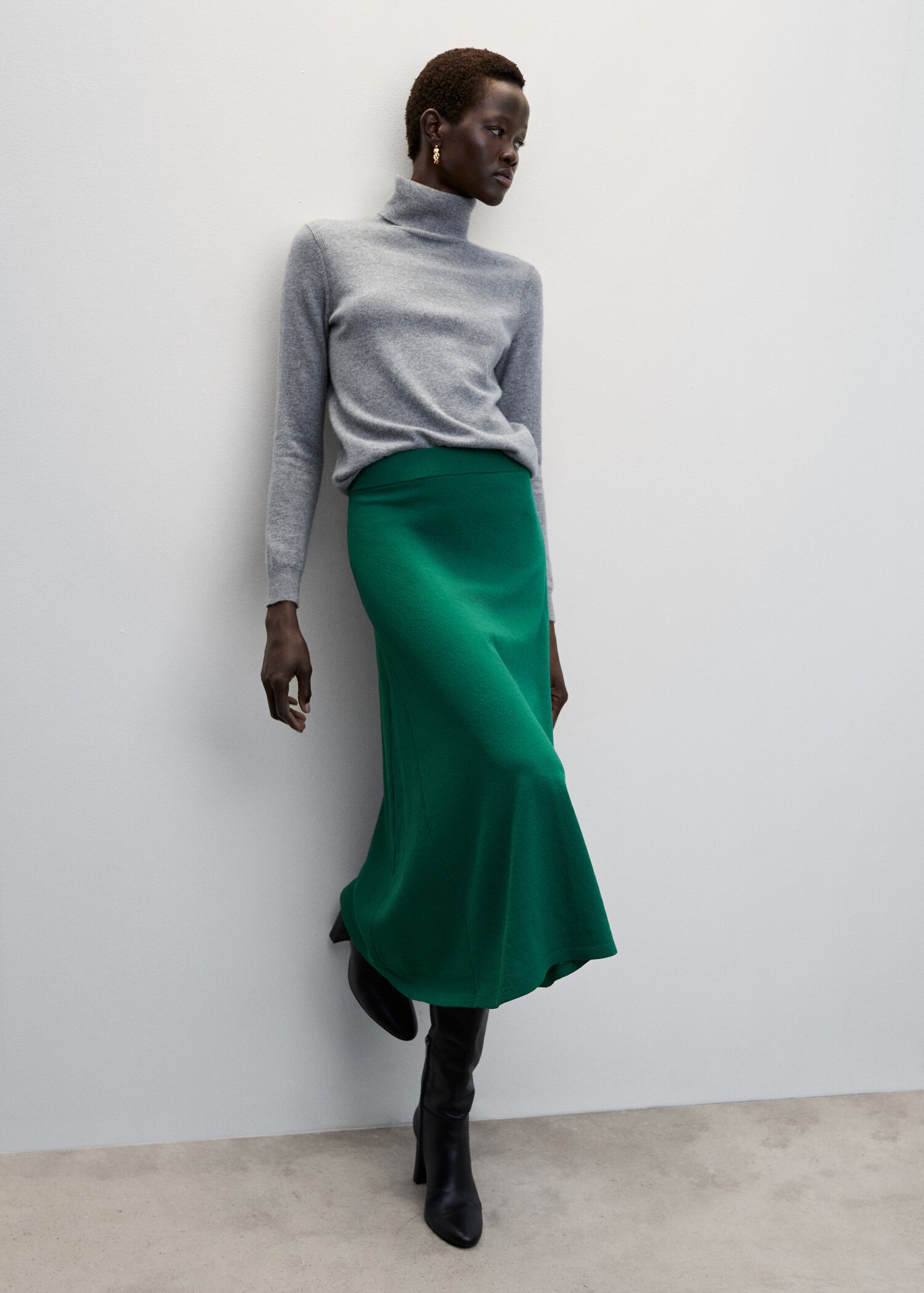 Ribbed midi skirt - Details of the article 6