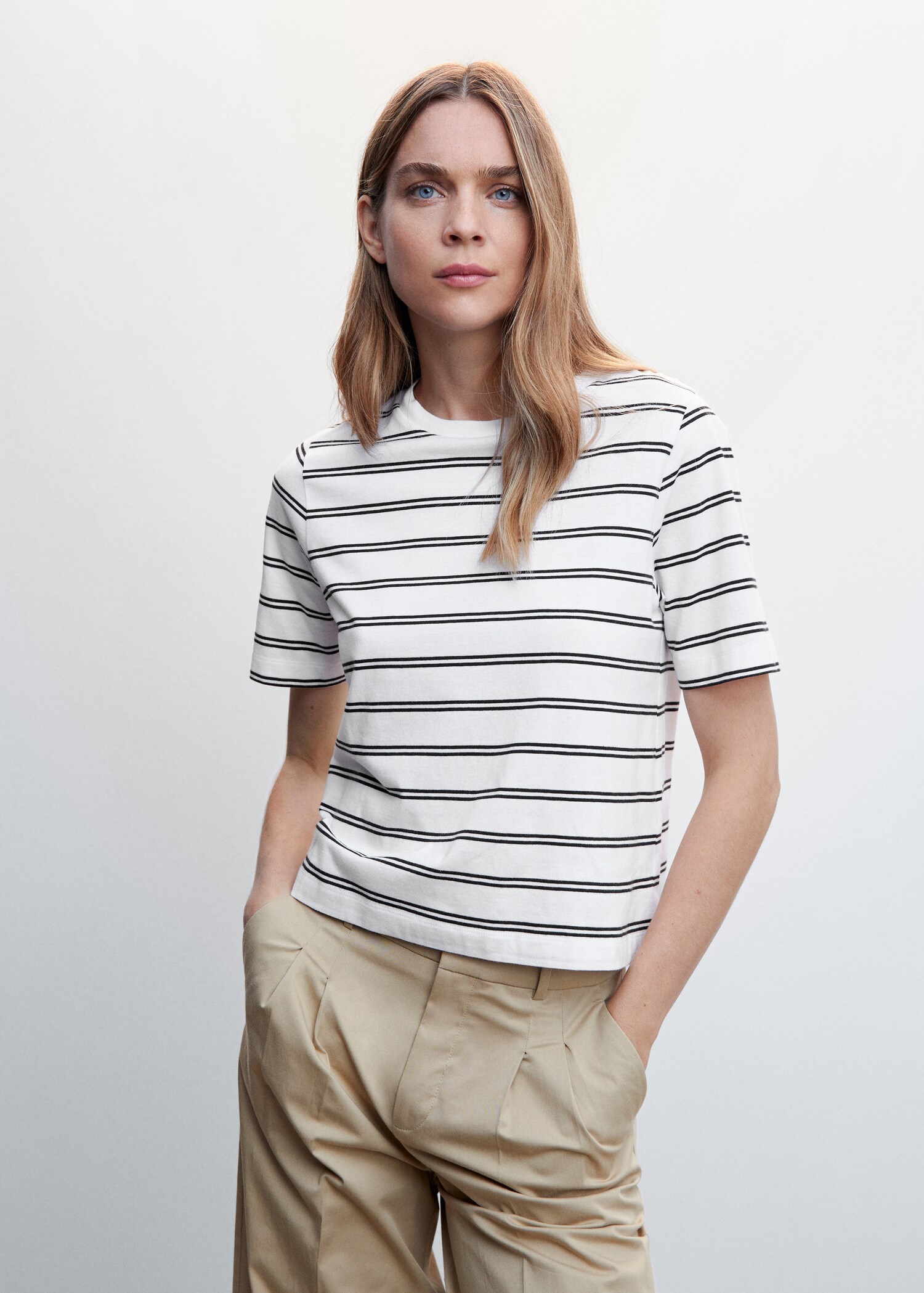 Tricou din bumbac dungi - Plan mediu