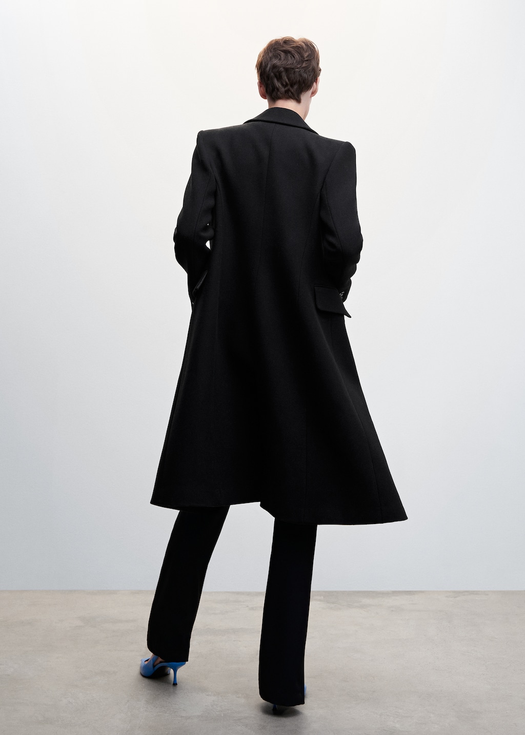 Long black womens wool coat hot sale