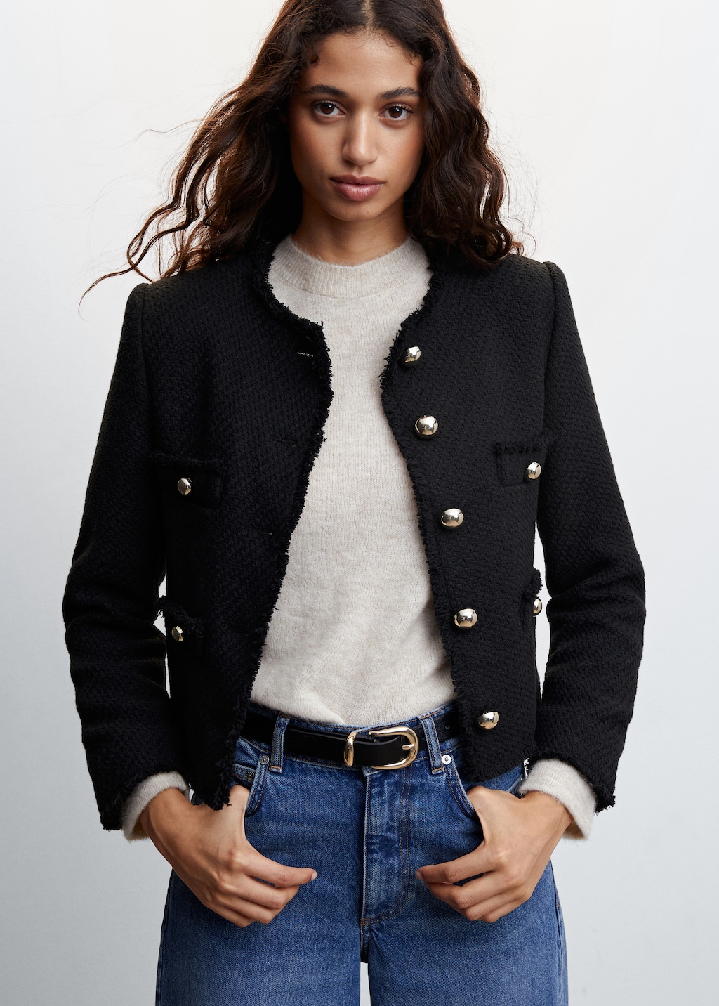 Mango tweed coat deals