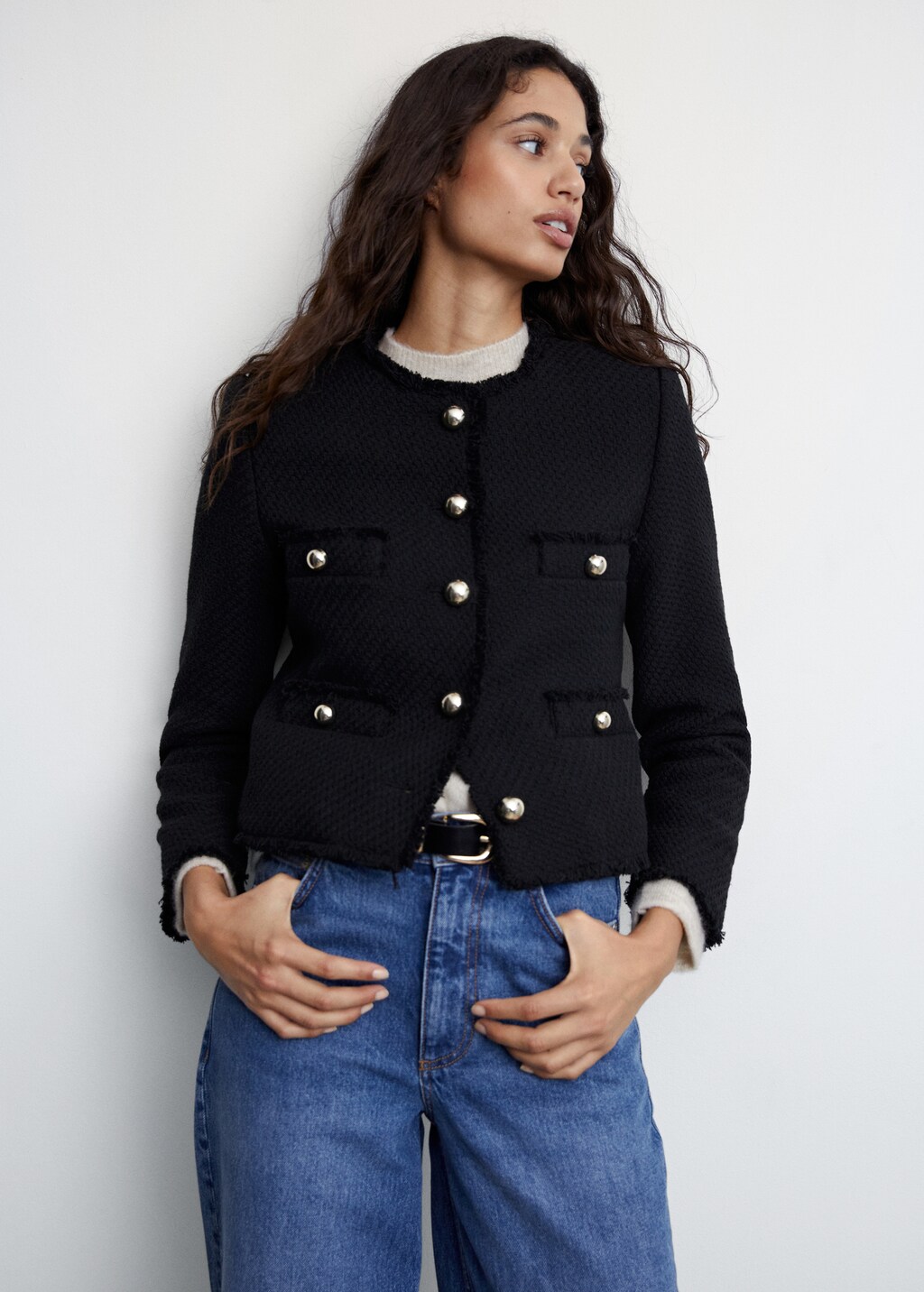 Pocket tweed jacket Women MANGO Niger