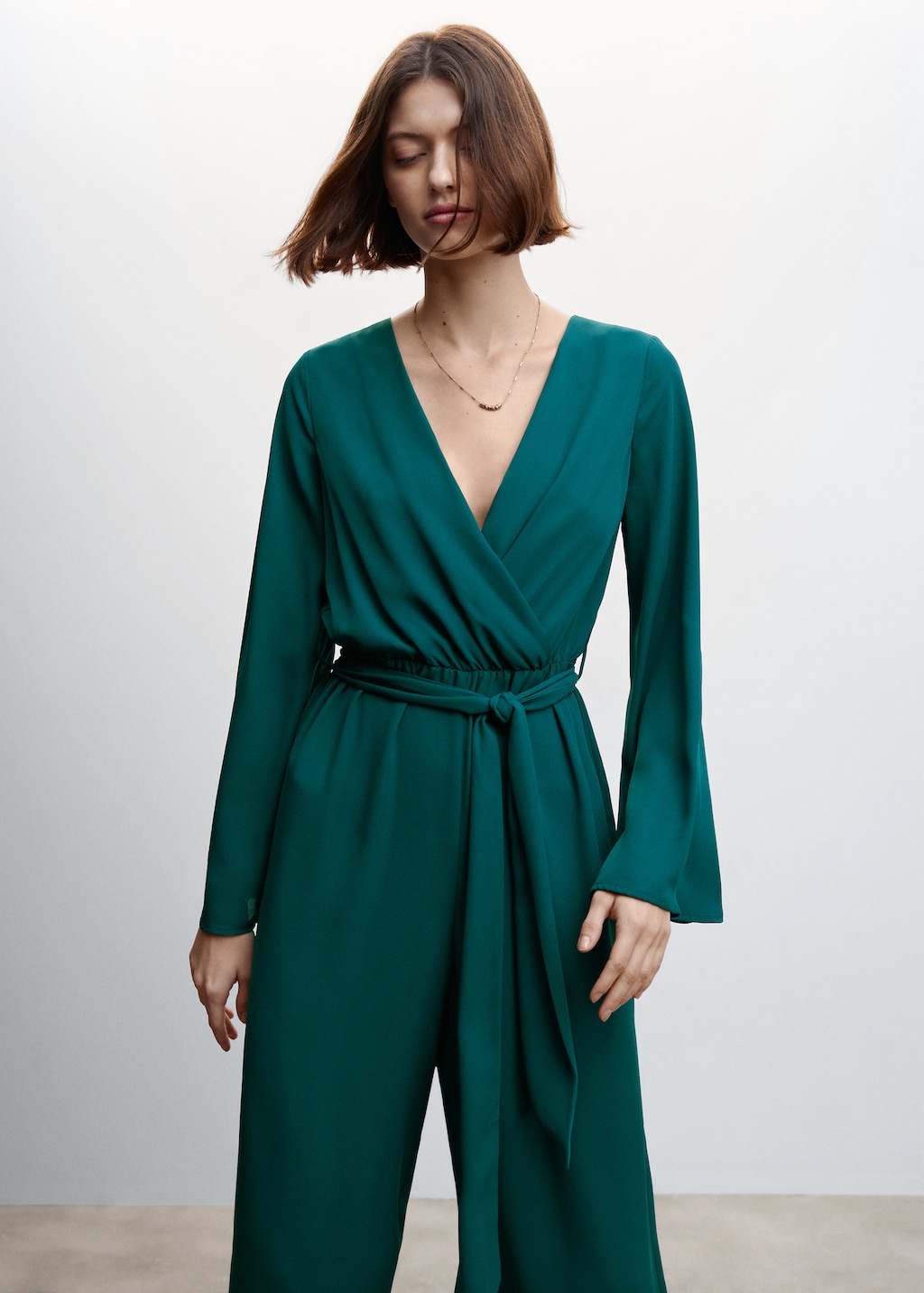 Bow wrap jumpsuit Women MANGO Libya