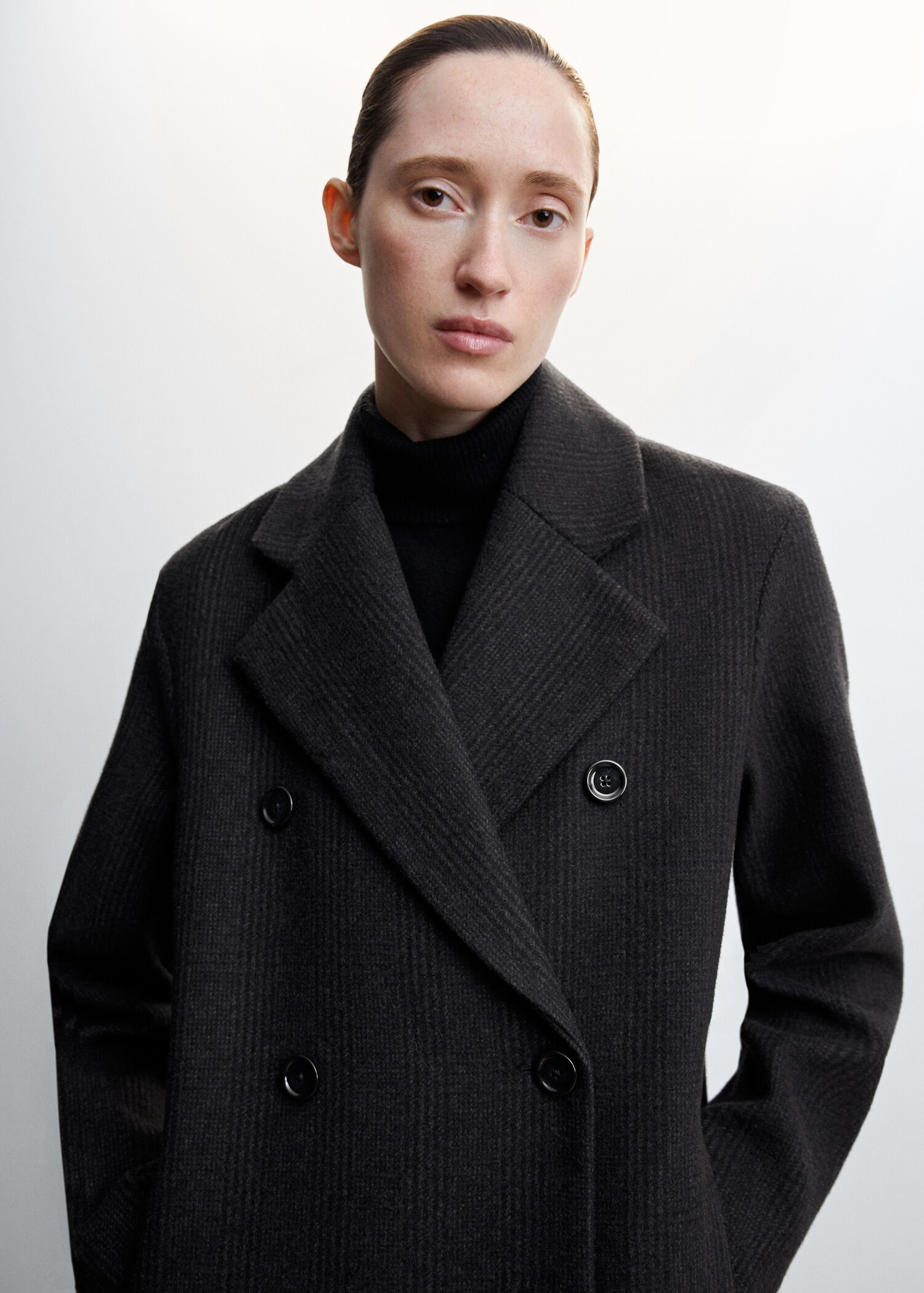 Check wool-blend coat - Medium plane