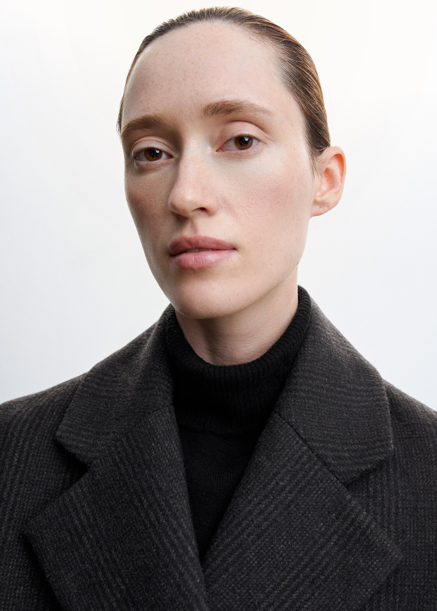 Check wool-blend coat - Details of the article 1