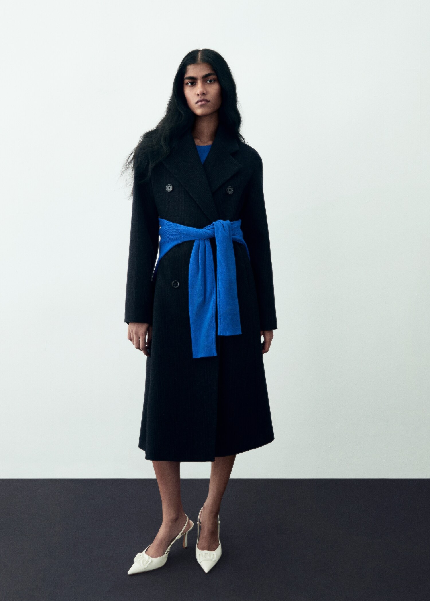 Check wool-blend coat - Details of the article 6