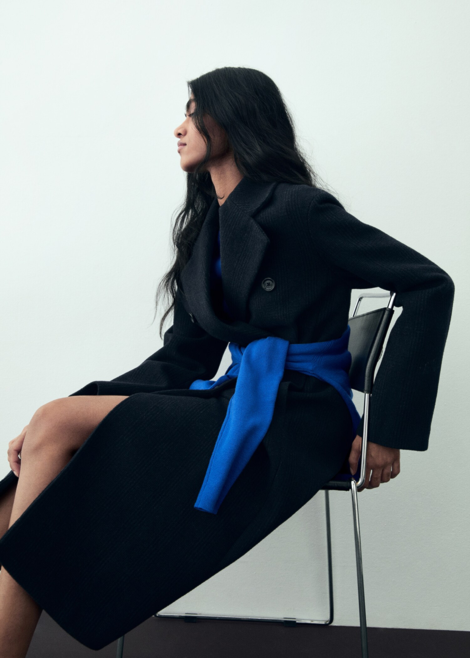 Check wool-blend coat - Details of the article 7