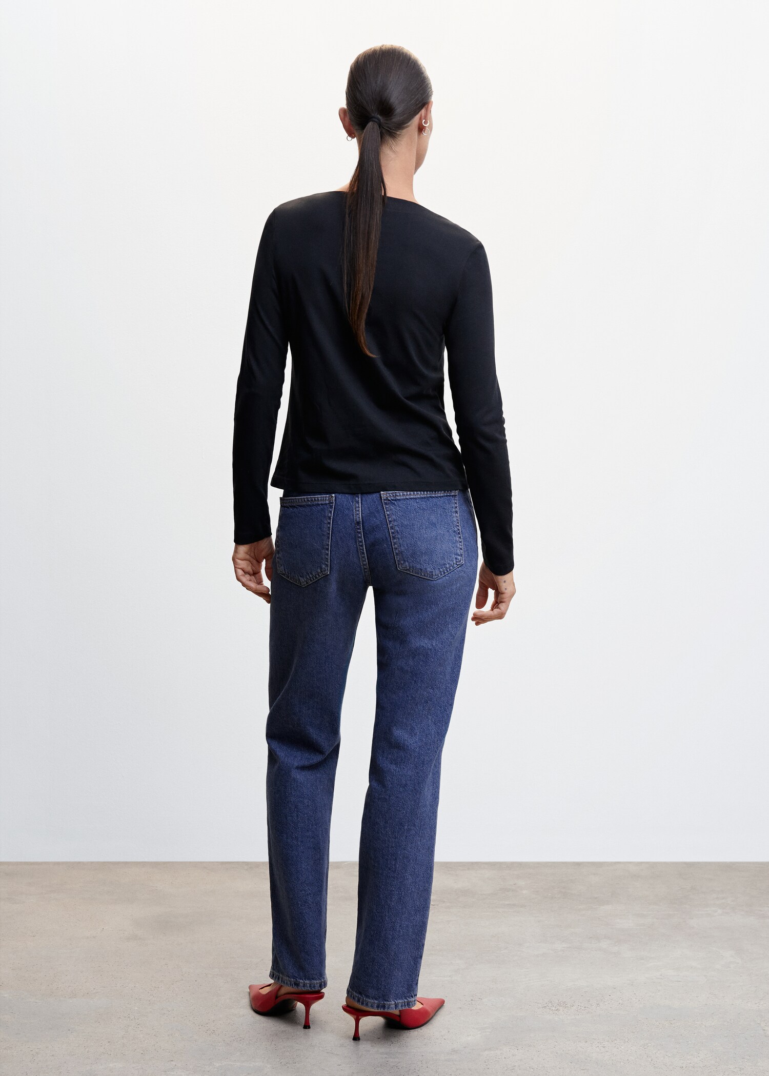 Cotton boat neck t-shirt - Reverse of the article