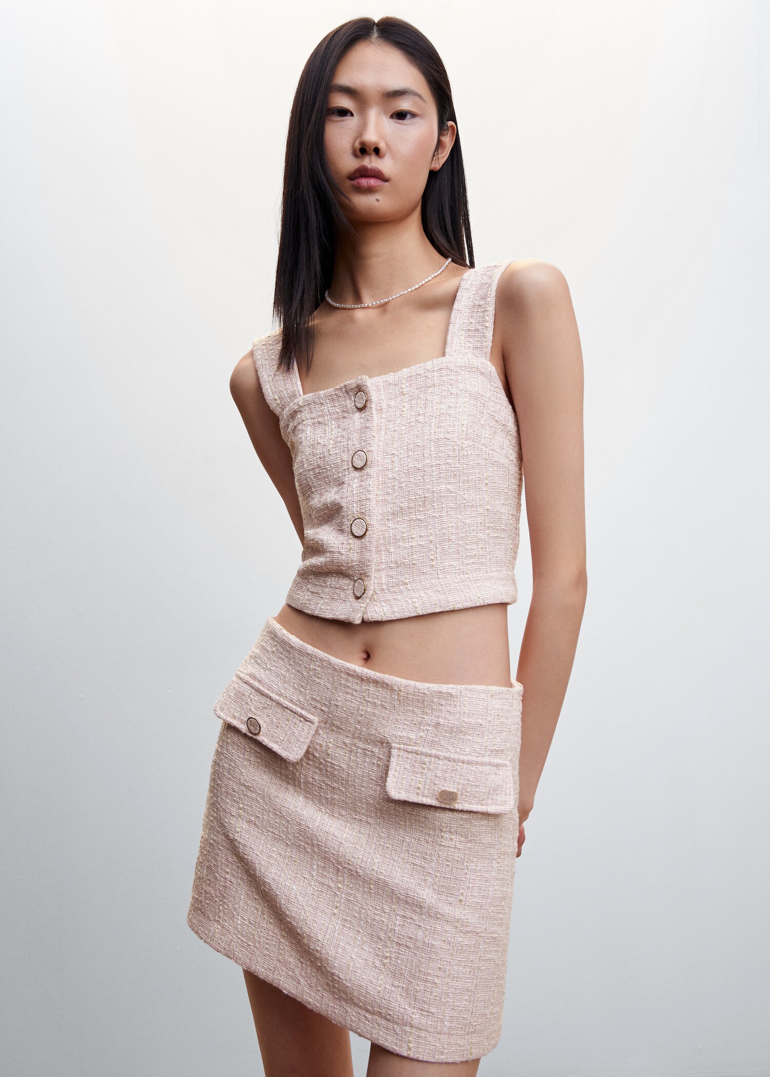 Jupe tweed boutons - Plan moyen
