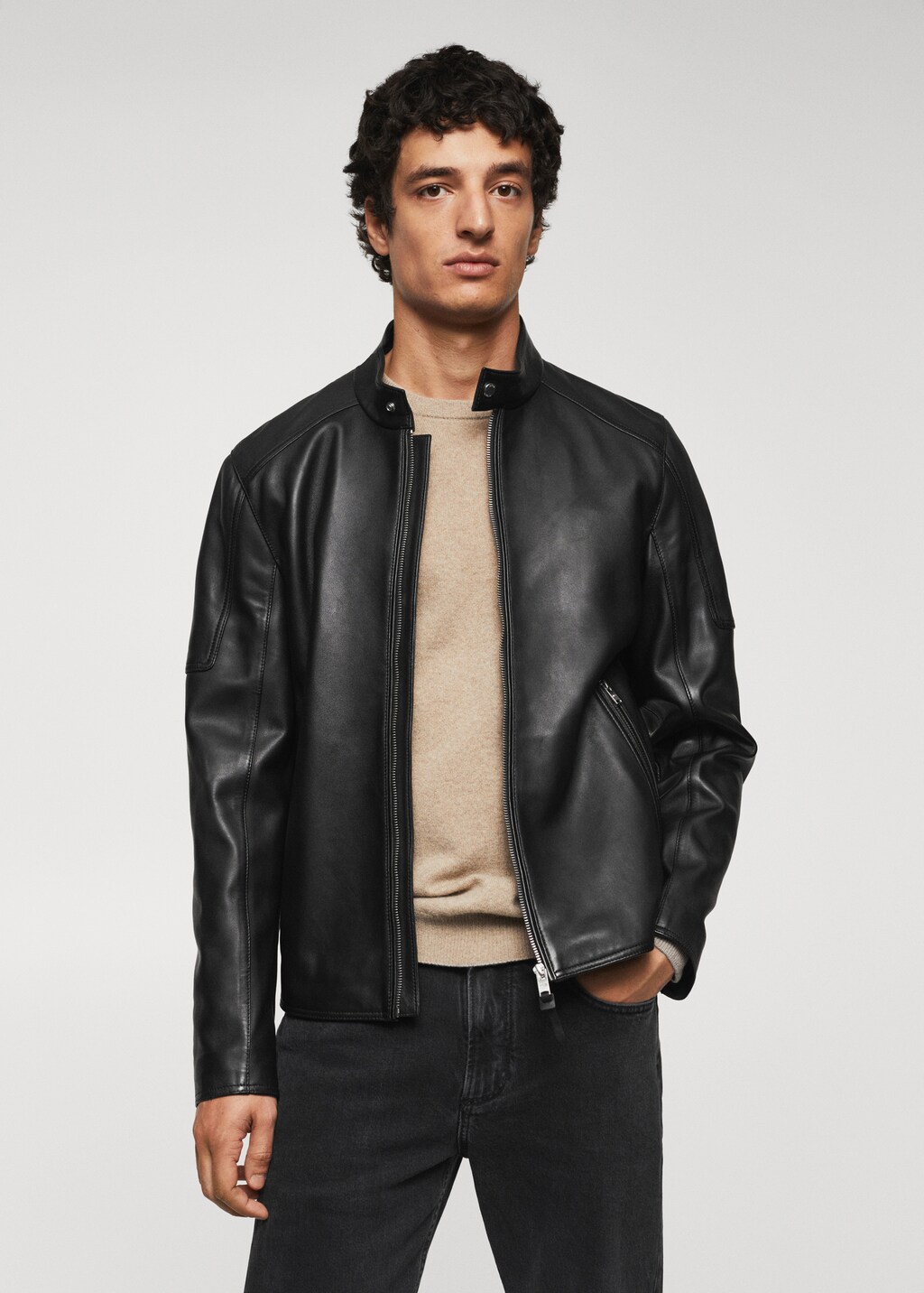Mango zipped biker jacket best sale