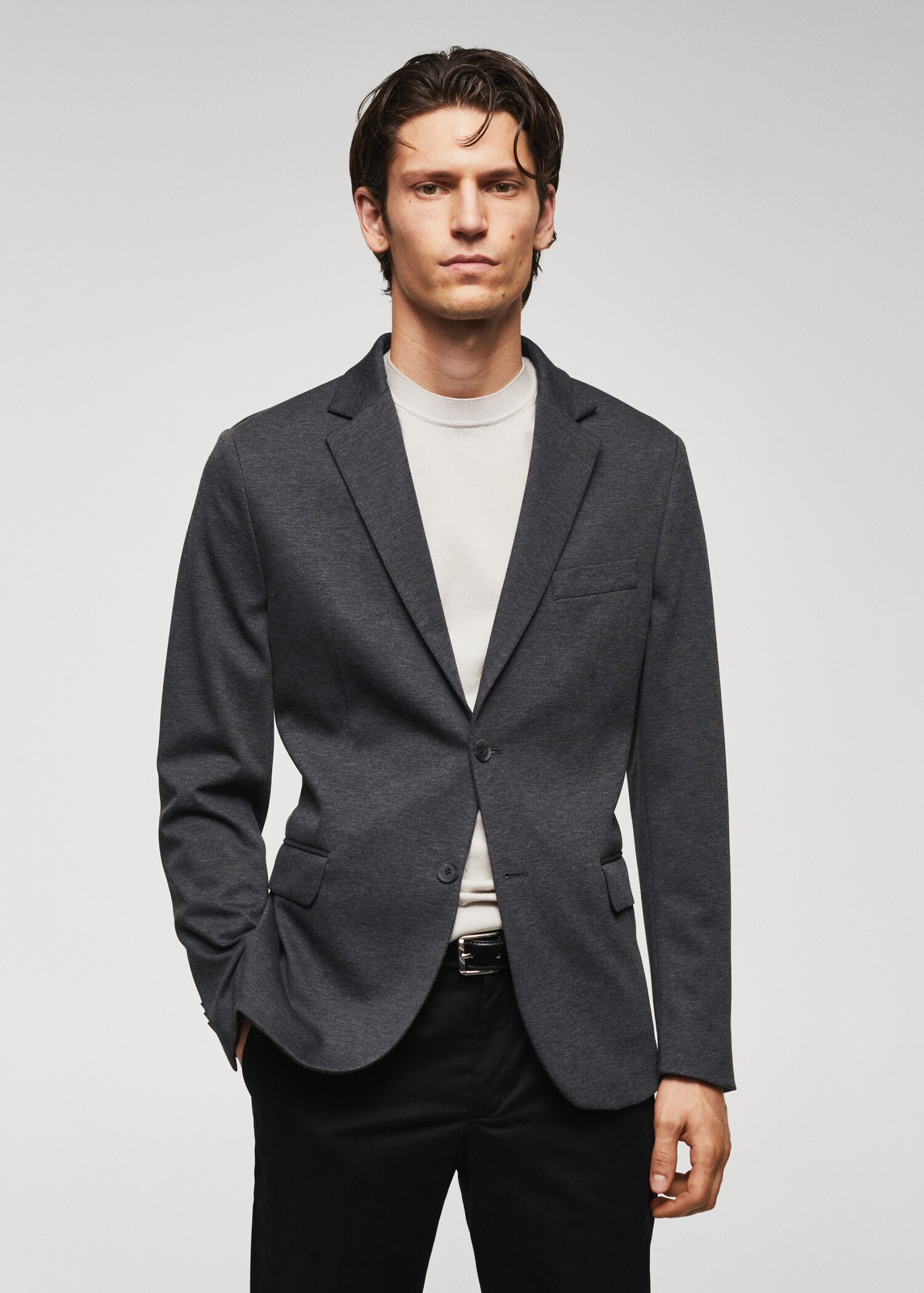 Blazer mikrostruktur slim fit - Tampilan Sedang