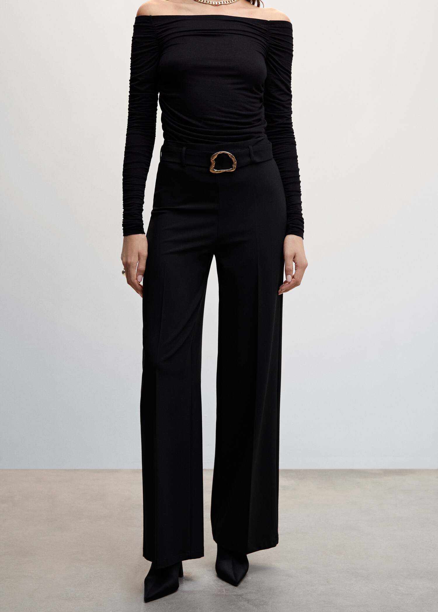 Belt straight-fit trousers - Medium plane