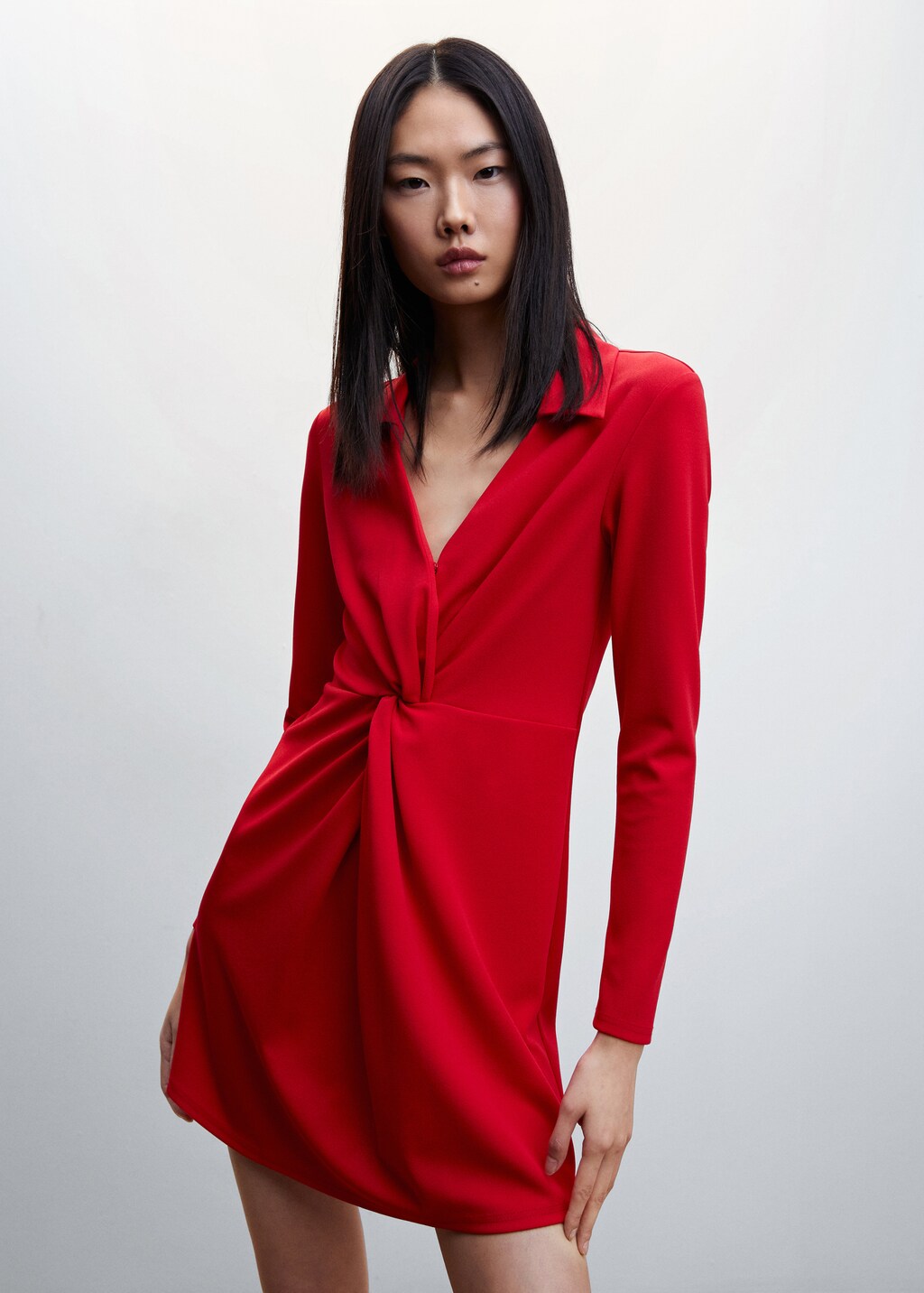 Knot detail shirt dress