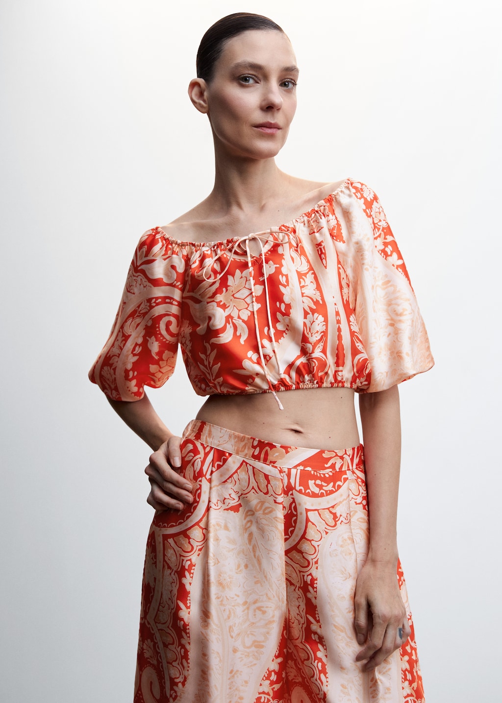 Blusa manga abullonada estampada Mujer MANGO Peru