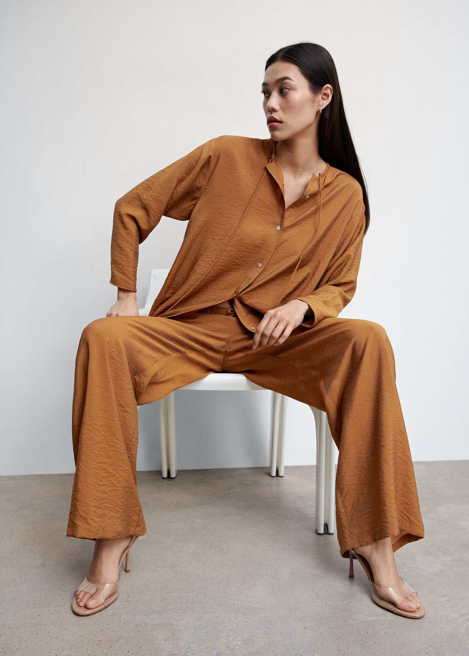 Satin palazzo trousers - Details of the article 2