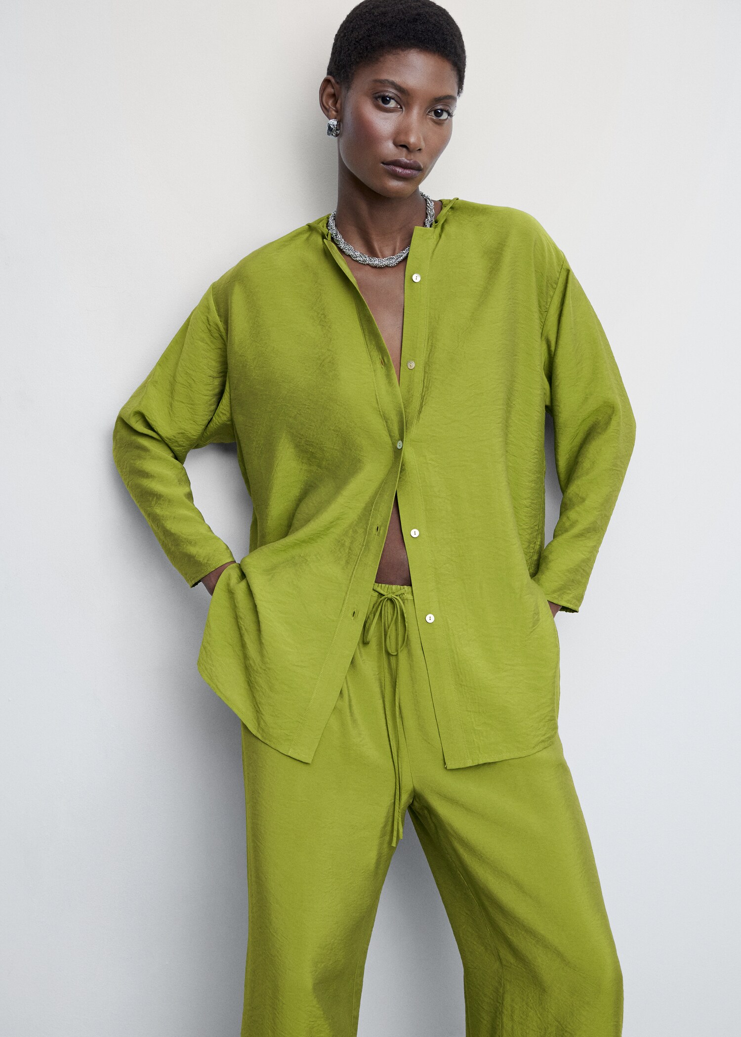 Satin palazzo trousers - Details of the article 1