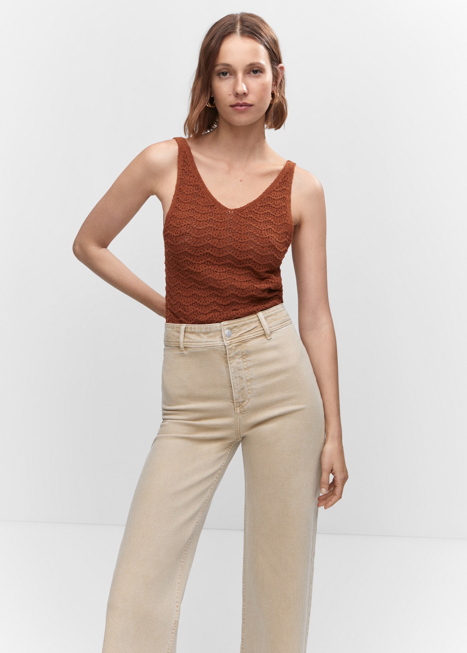 Jupe-culotte jean taille haute - Plan moyen