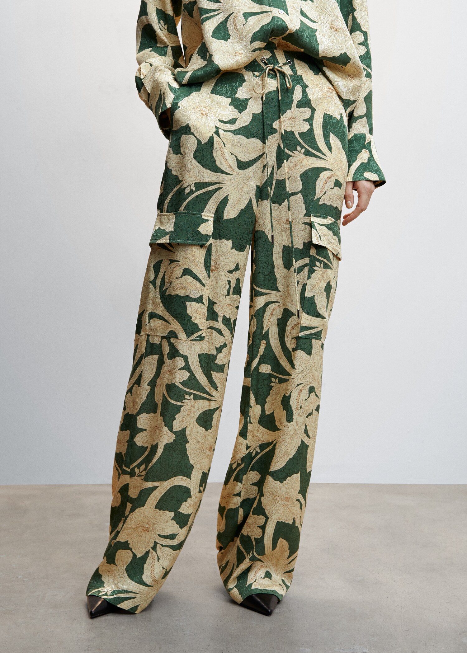 Floral jacquard pants with pockets - Medium plane