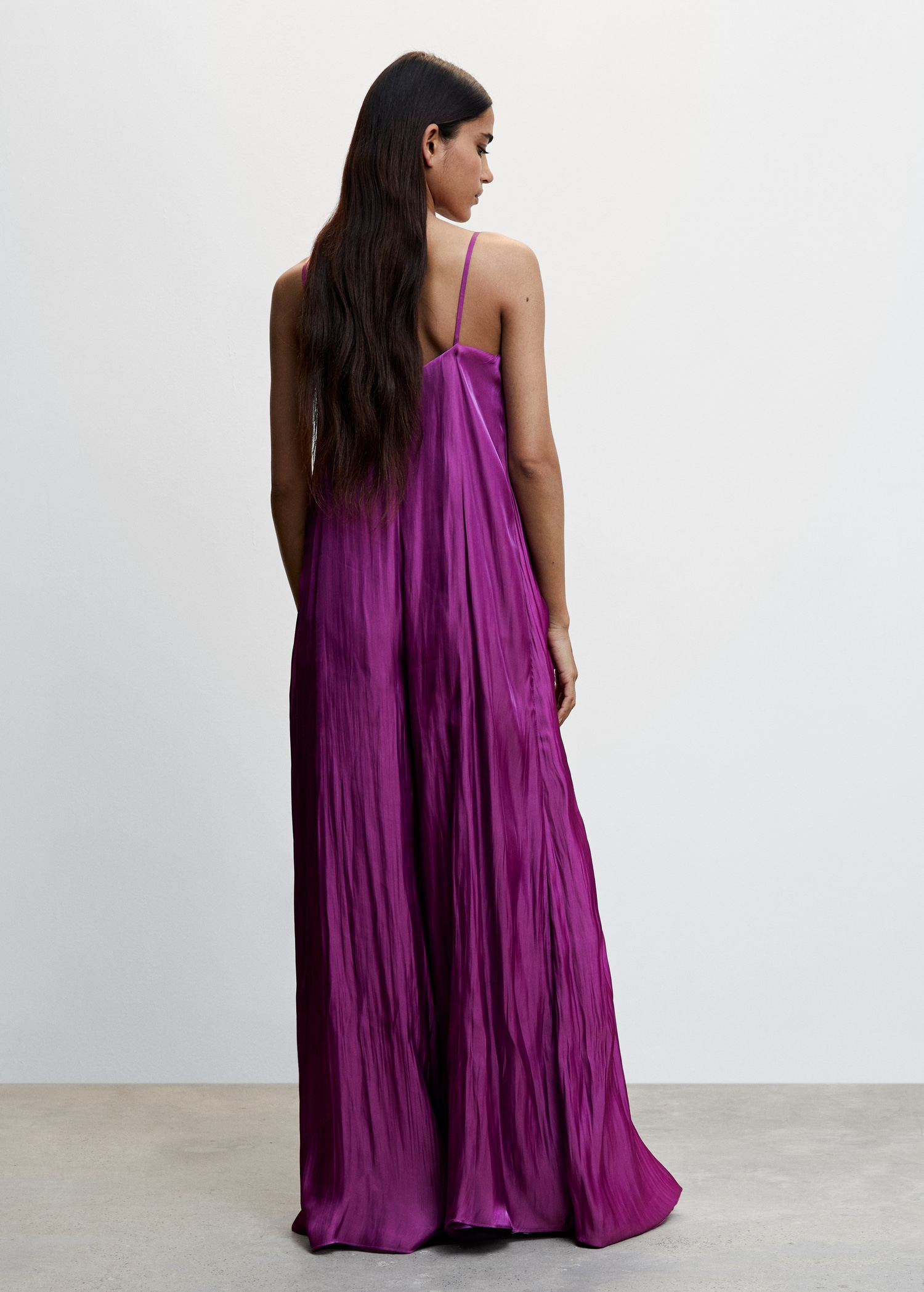 mango purple maxi dress NEW! Mango MNG Purple vneck plunge open back Satin wrapped slit maxi dress US 4