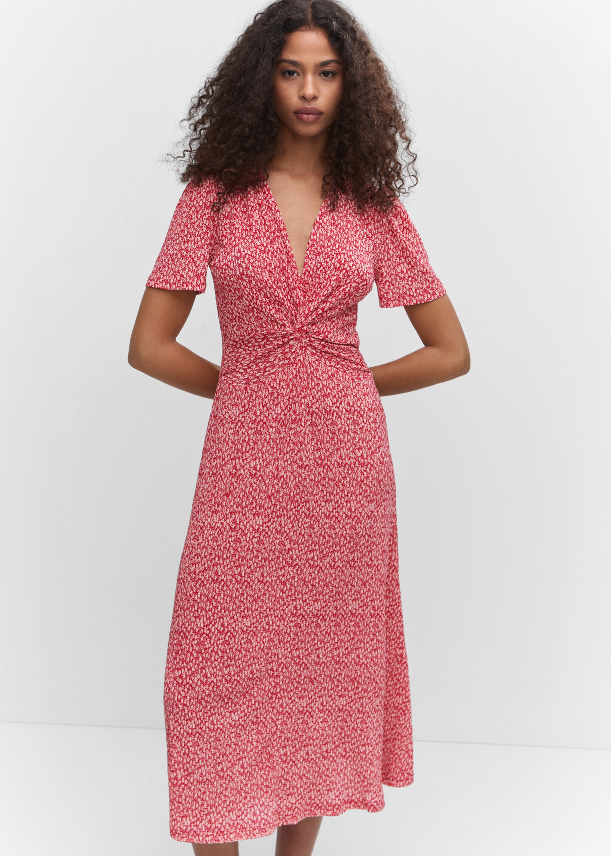 Textured printed dress - Medium plane, Red. Ref: 47055748-00.
