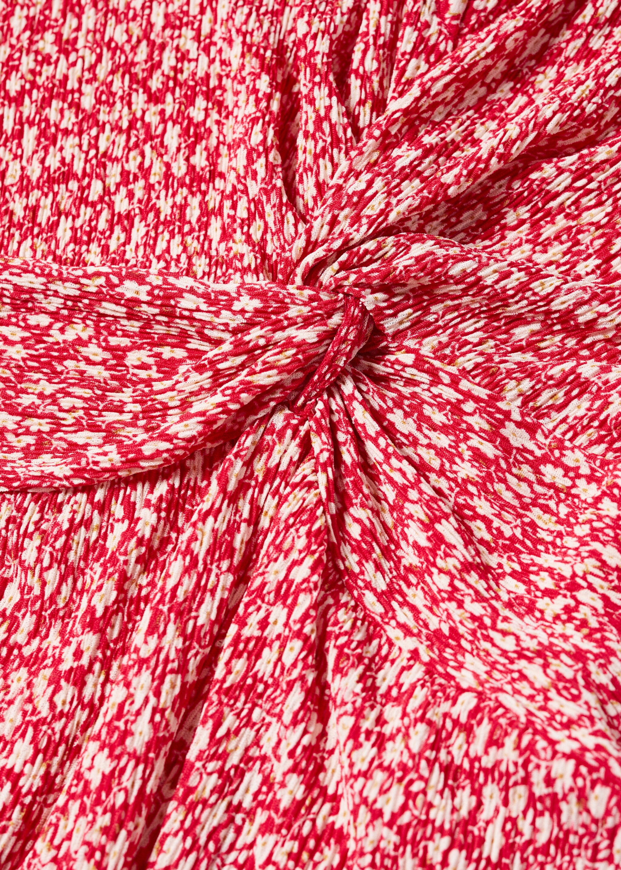 Textured printed dress - Details of the article 8, Red. Ref: 47055748-00.