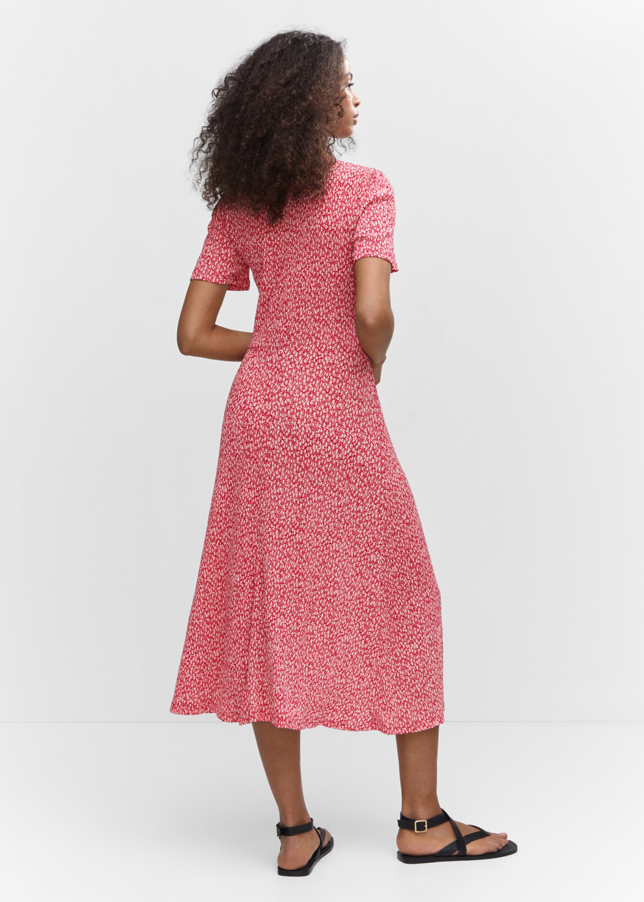 Textured printed dress - Reverse of the article, Red. Ref: 47055748-00.