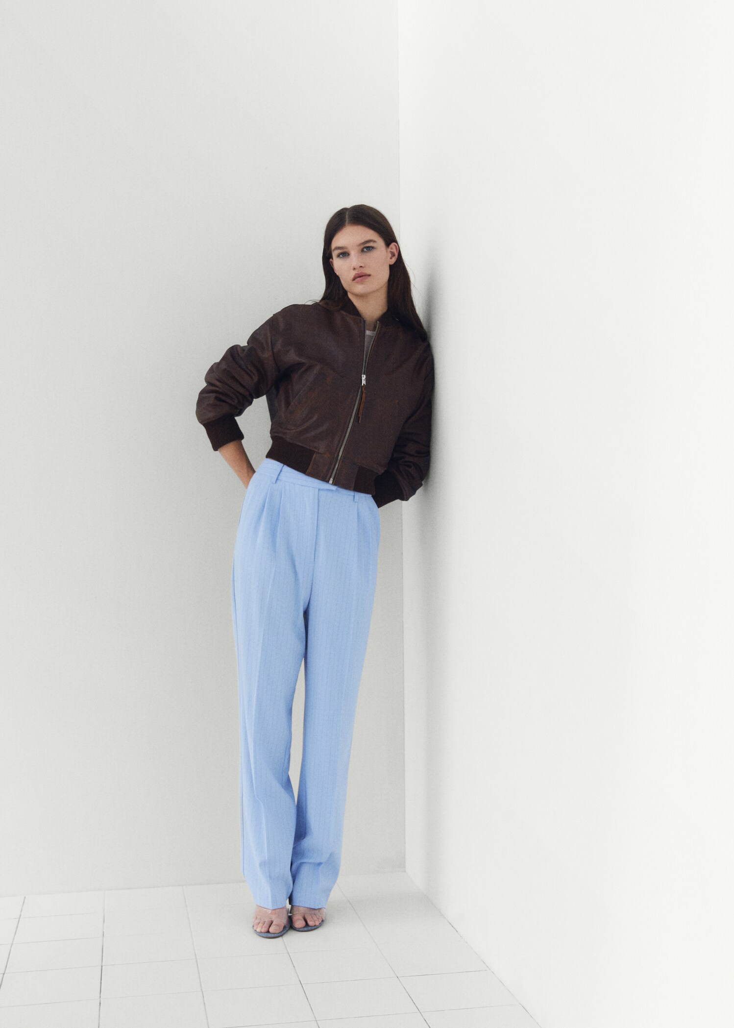 Chalk-stripe straight trousers - Details of the article 6