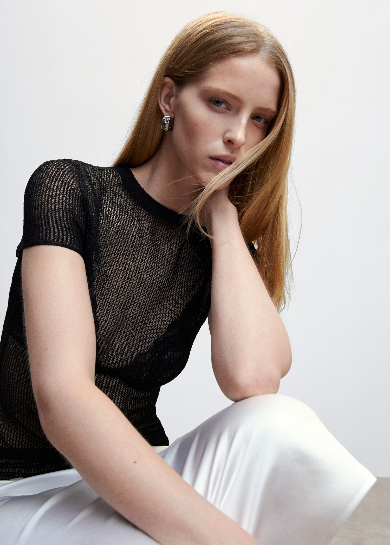 Openwork knit t-shirt - Details of the article 1