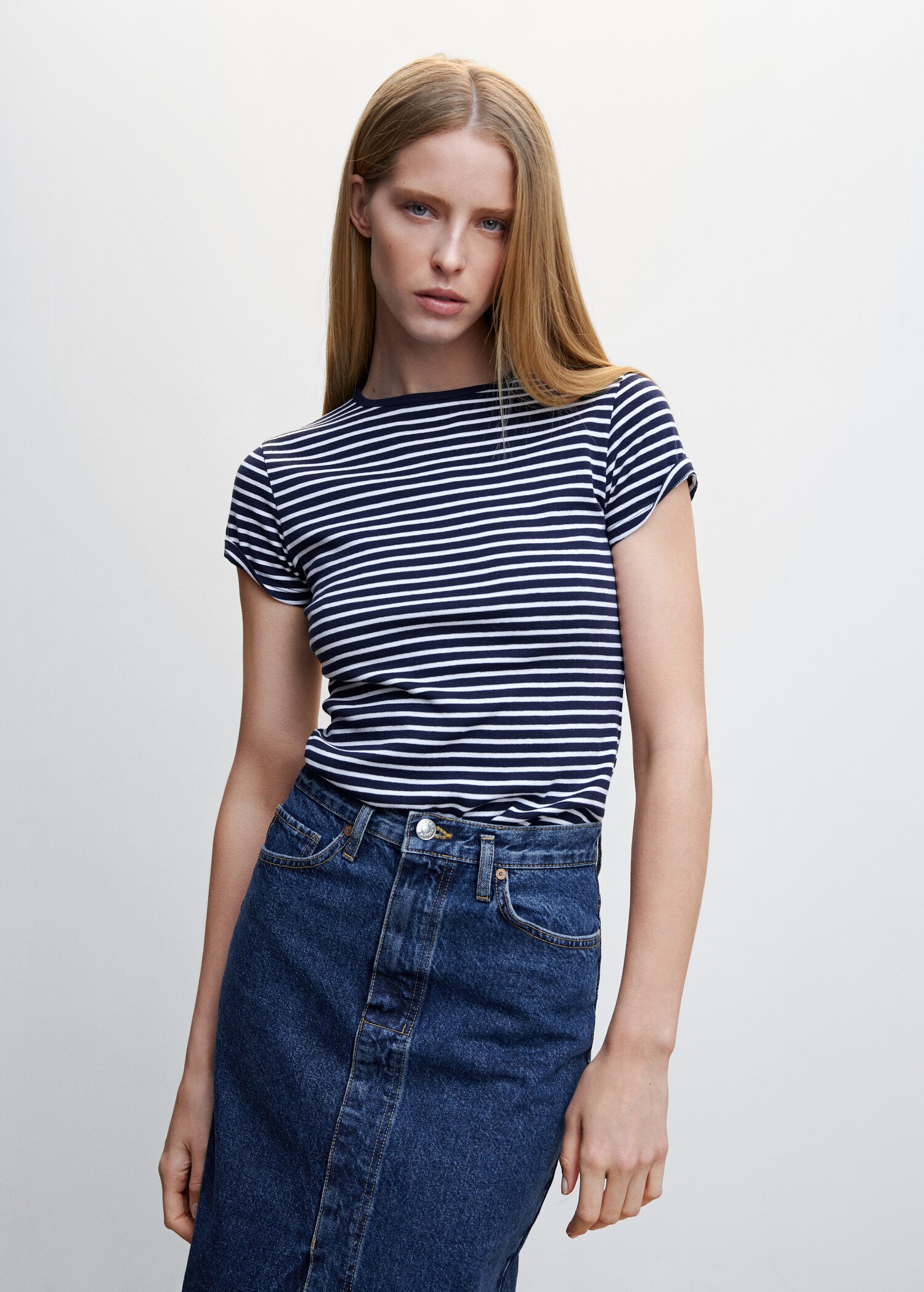 Striped cotton T-shirt - Medium plane