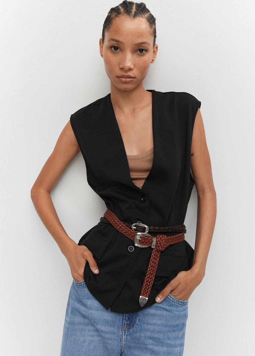 Gilet droit oversize Femme MANGO France La Reunion