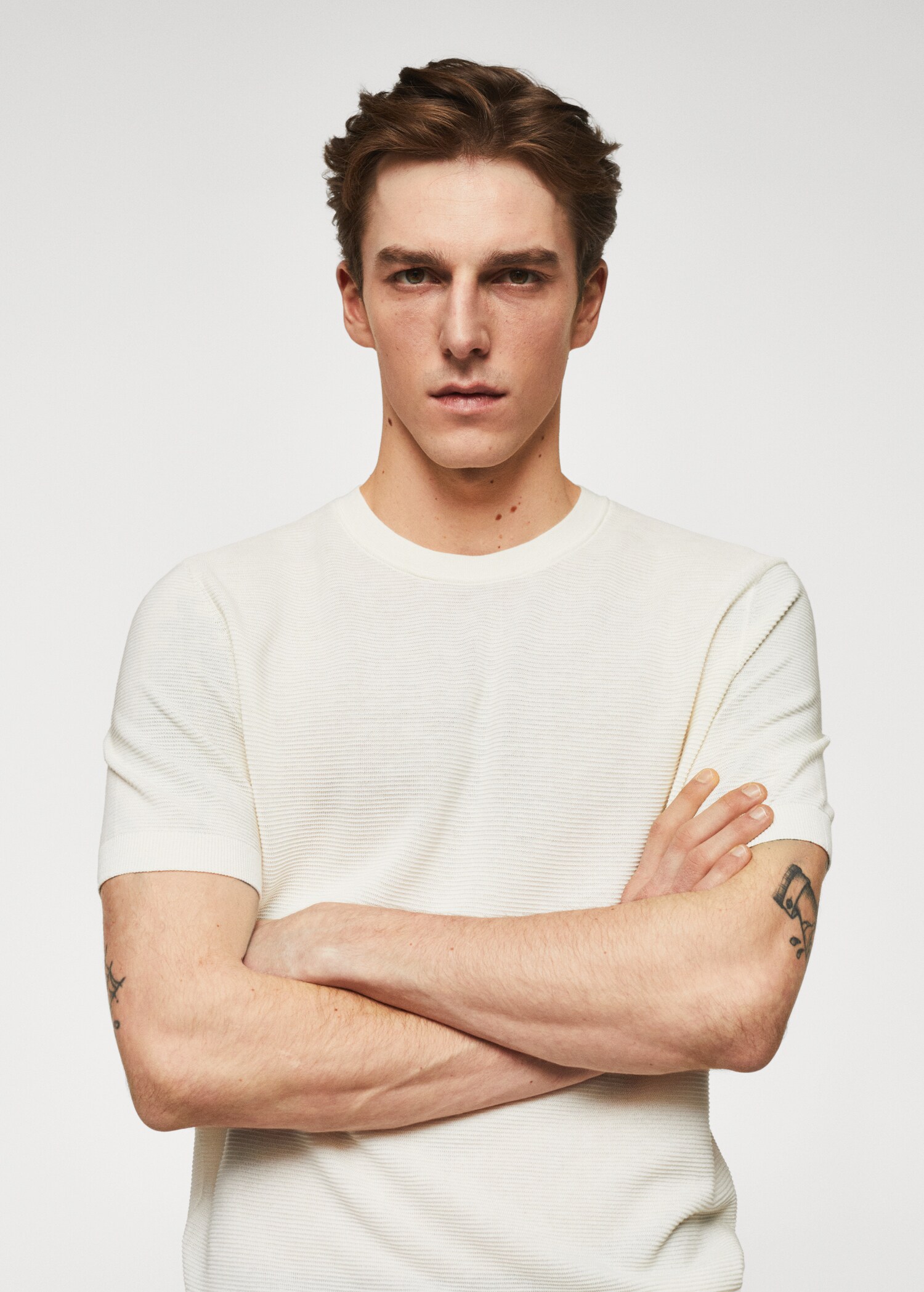 Structured cotton knit t-shirt - Details of the article 1