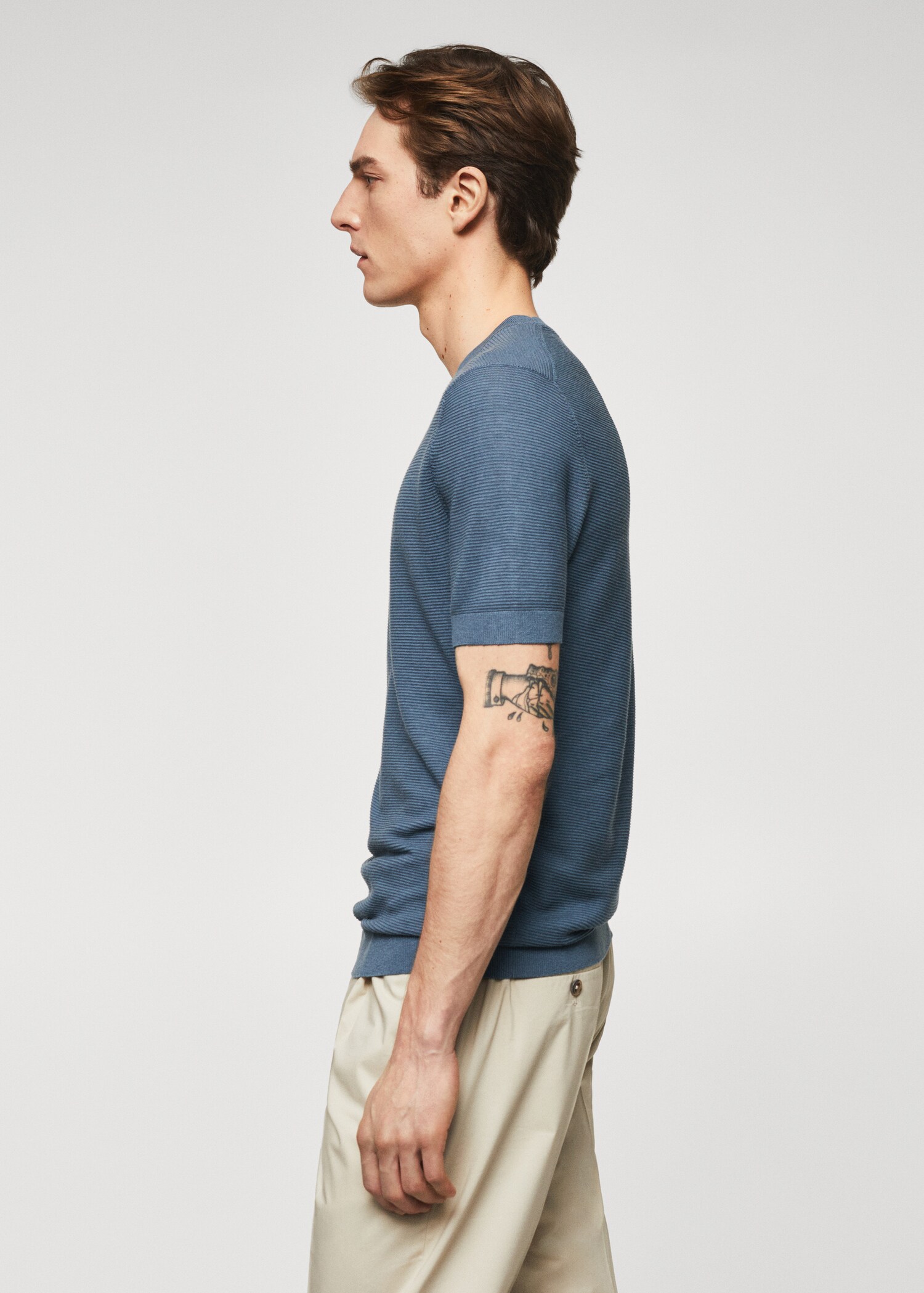 Structured cotton knit t-shirt - Details of the article 6