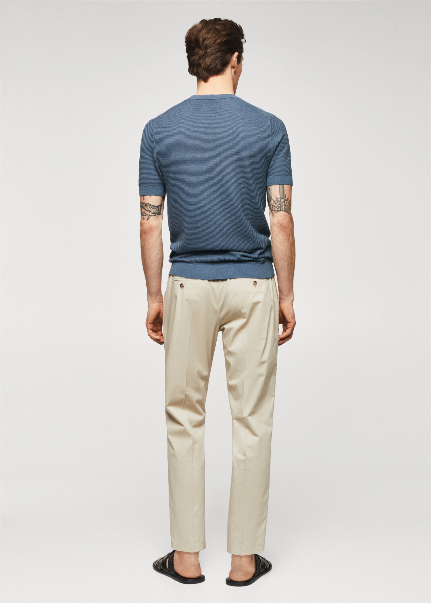 Structured cotton knit t-shirt - Reverse of the article