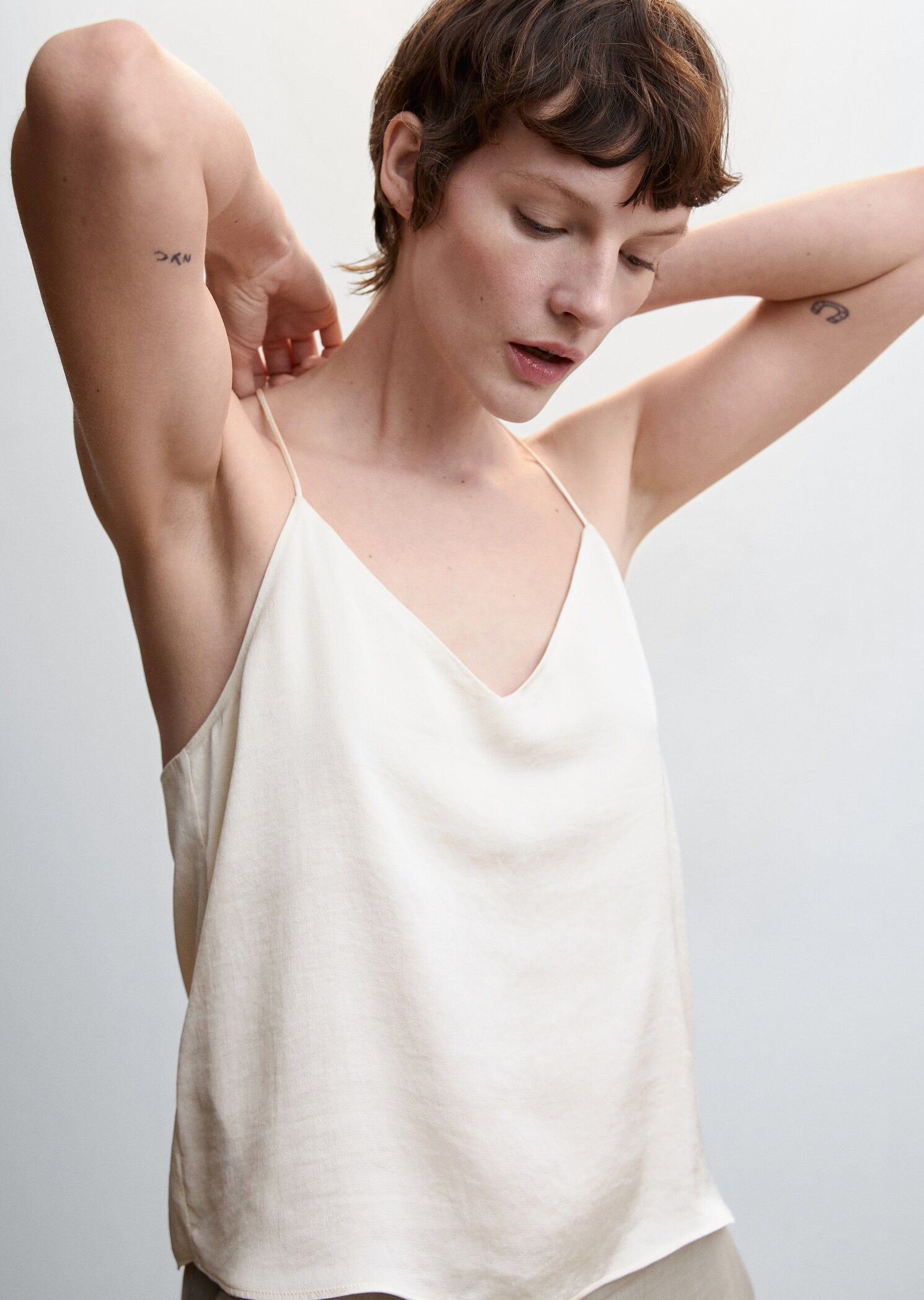 Satin top with straps - Details of the article 1