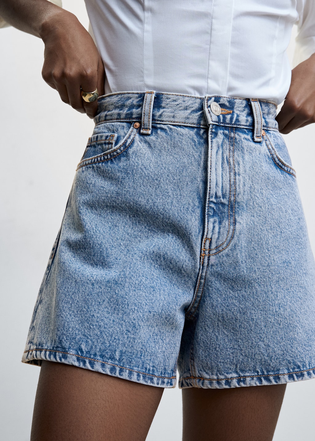 High rise denim shorts