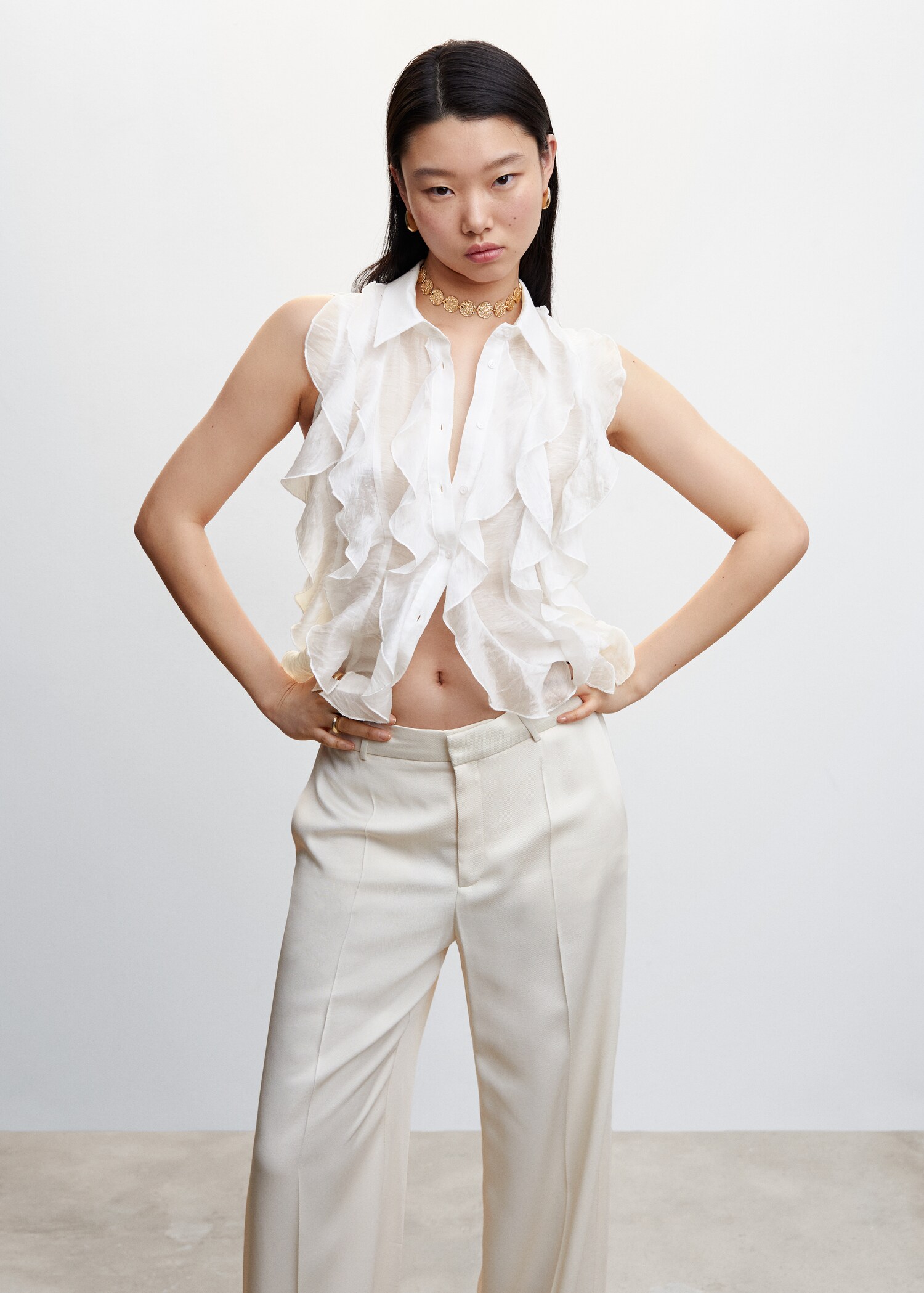 Ruffled lyocell shirt - Medium plane