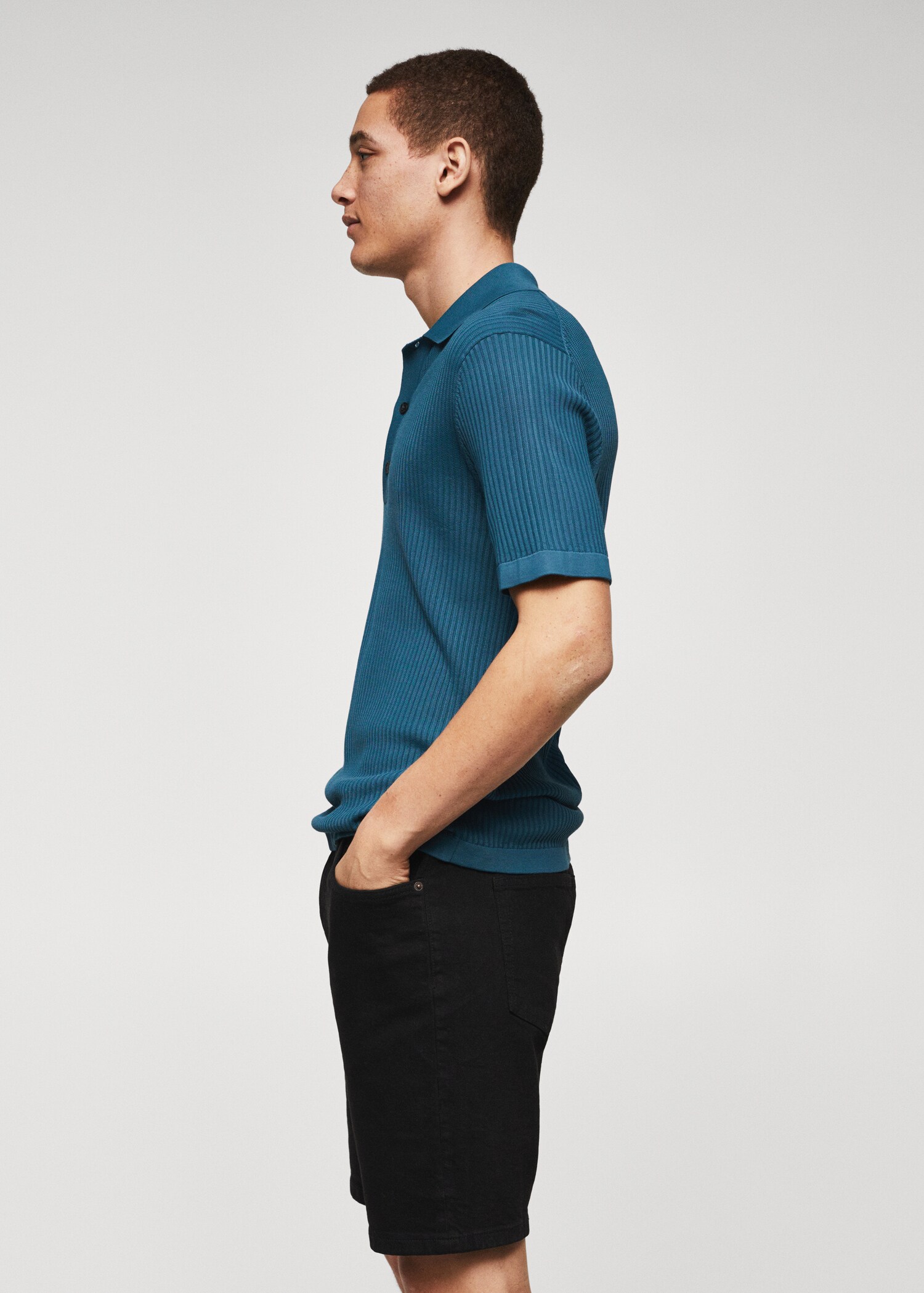 Ribbed knit polo shirt - Details of the article 2