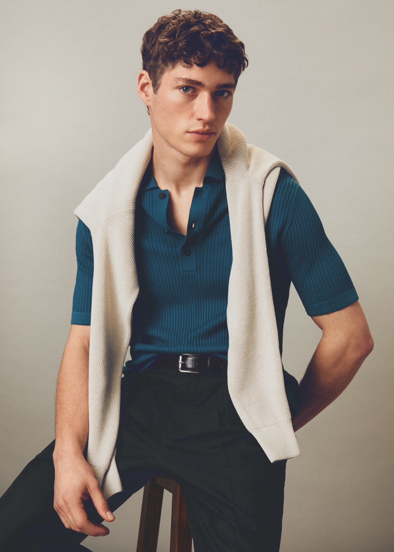 Ribbed knit polo shirt - Details of the article 5