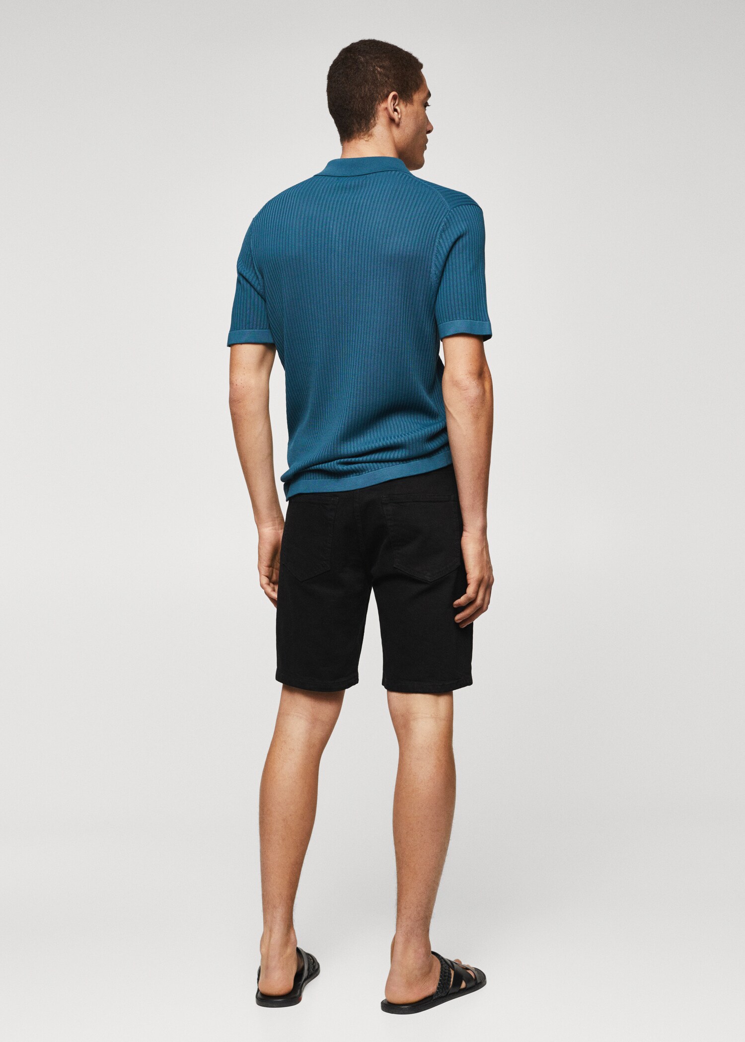 Ribbed knit polo shirt - Reverse of the article