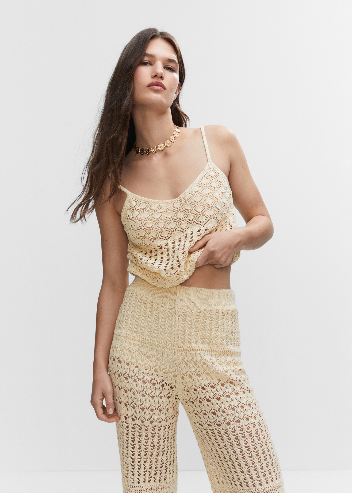Pantalon palazzo maille ajourée - Détail de l'article 1
