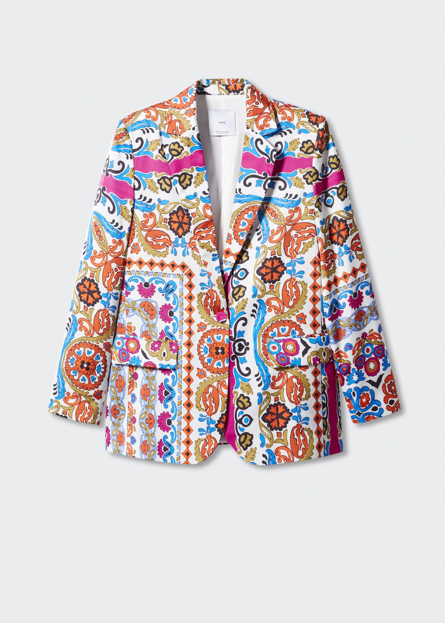Satin printed blazer - Woman | MANGO Iraq
