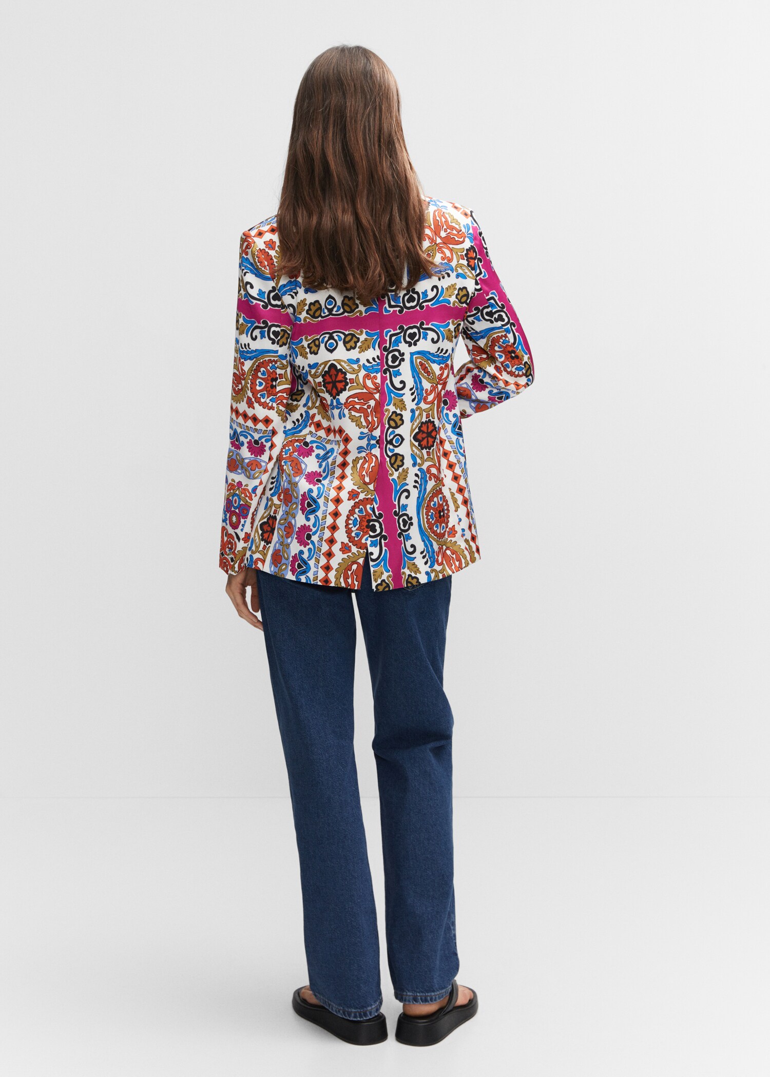 Satin printed blazer - Woman | MANGO Iraq