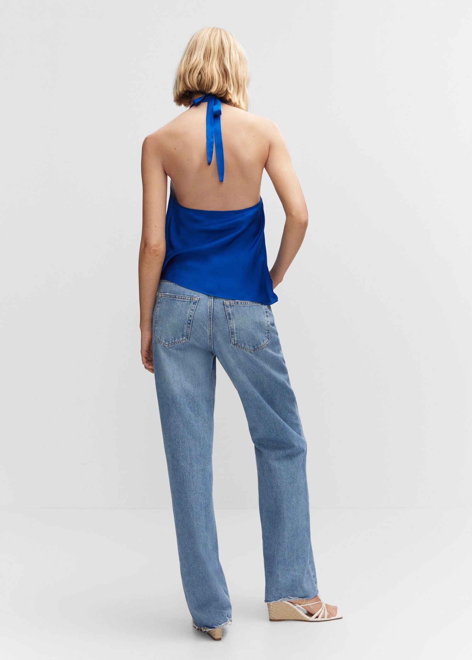 Draped neck satin top - Reverse of the article